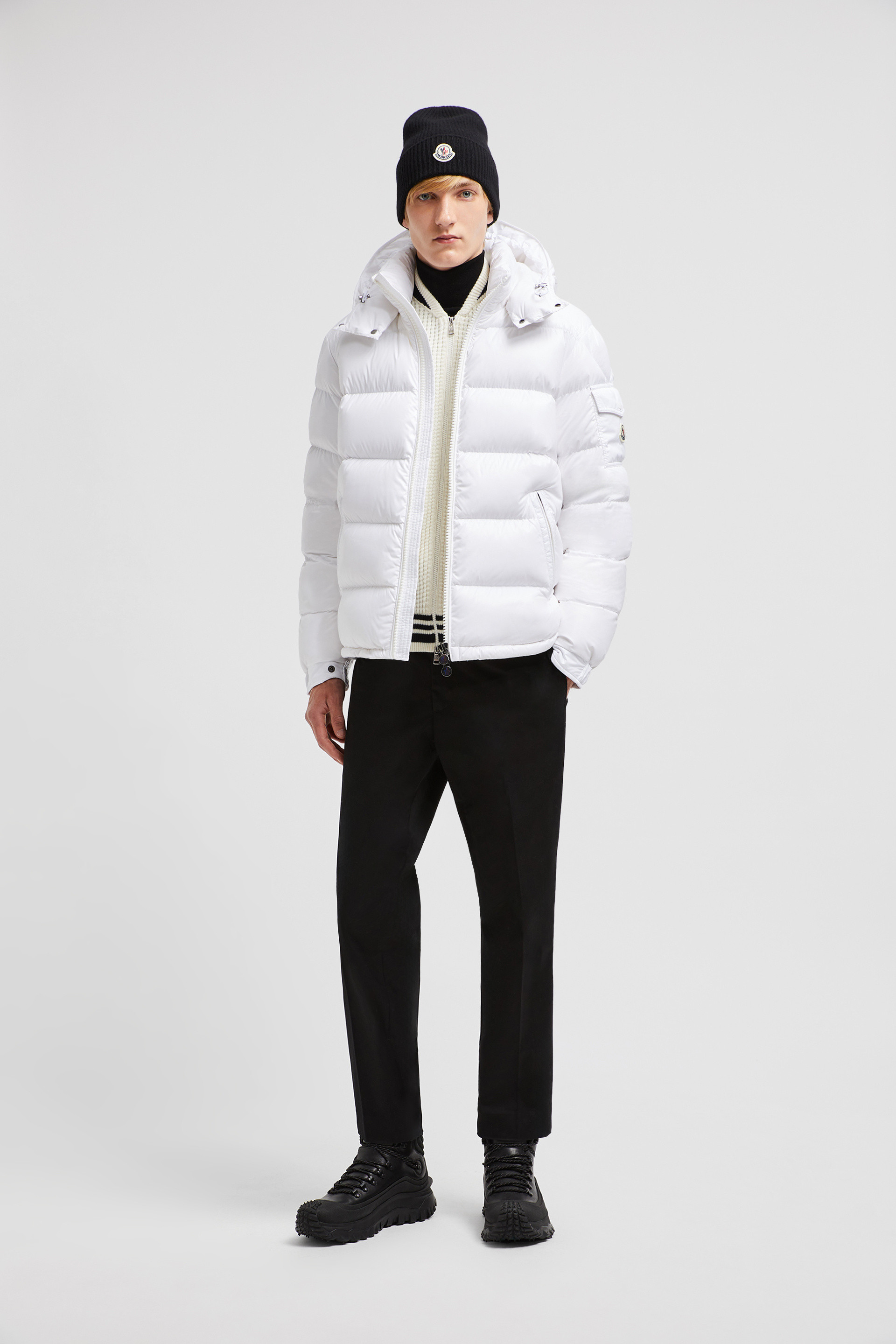 White Moncler Maya Hooded Short Down Jacket Short Down Jackets for Men Moncler GB