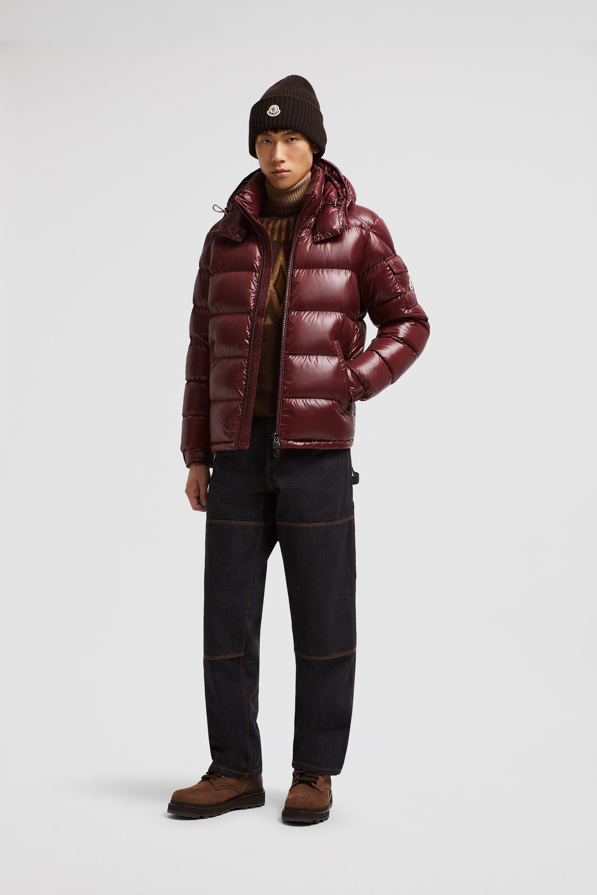 Burgundy Moncler Maya Short Down Jacket - Short Down Jackets for Men |  Moncler US