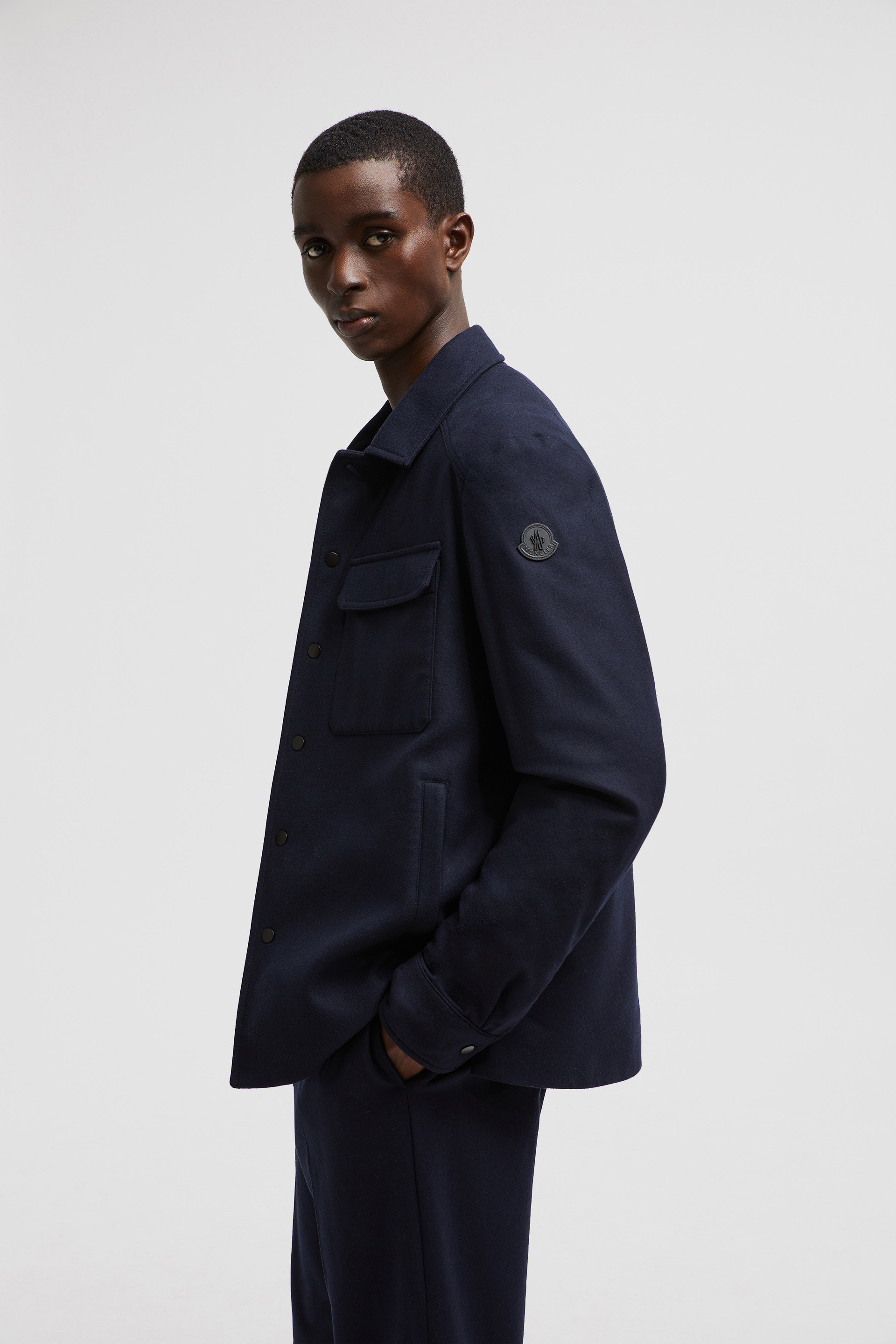 Royal Blue Larribet Cashmere Down Shirt Jacket - Short Down Jackets for Men  | Moncler US