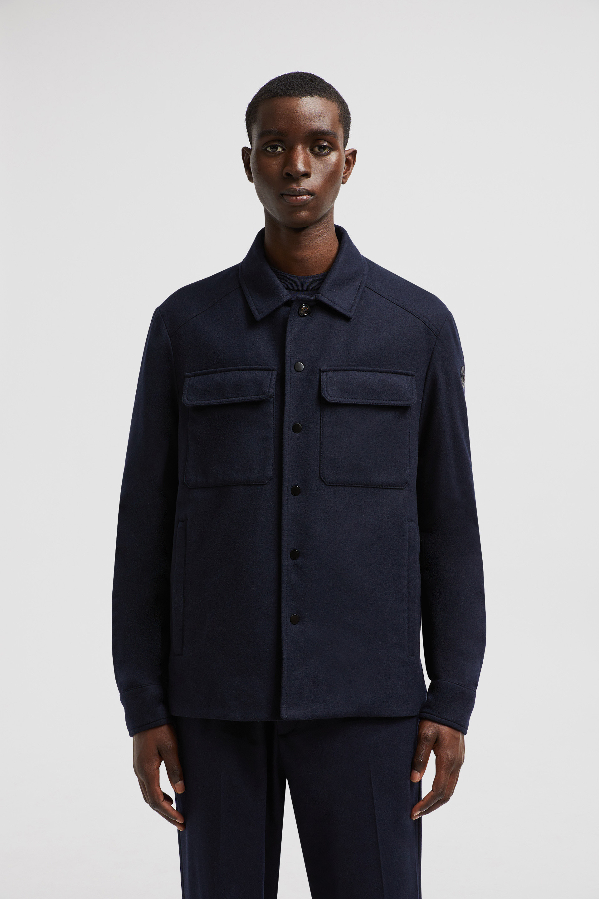 Royal Blue Larribet Cashmere Down Shirt Jacket - Short Down Royal Blue Larribet Cashmere Down Shirt Jacket - Short Down