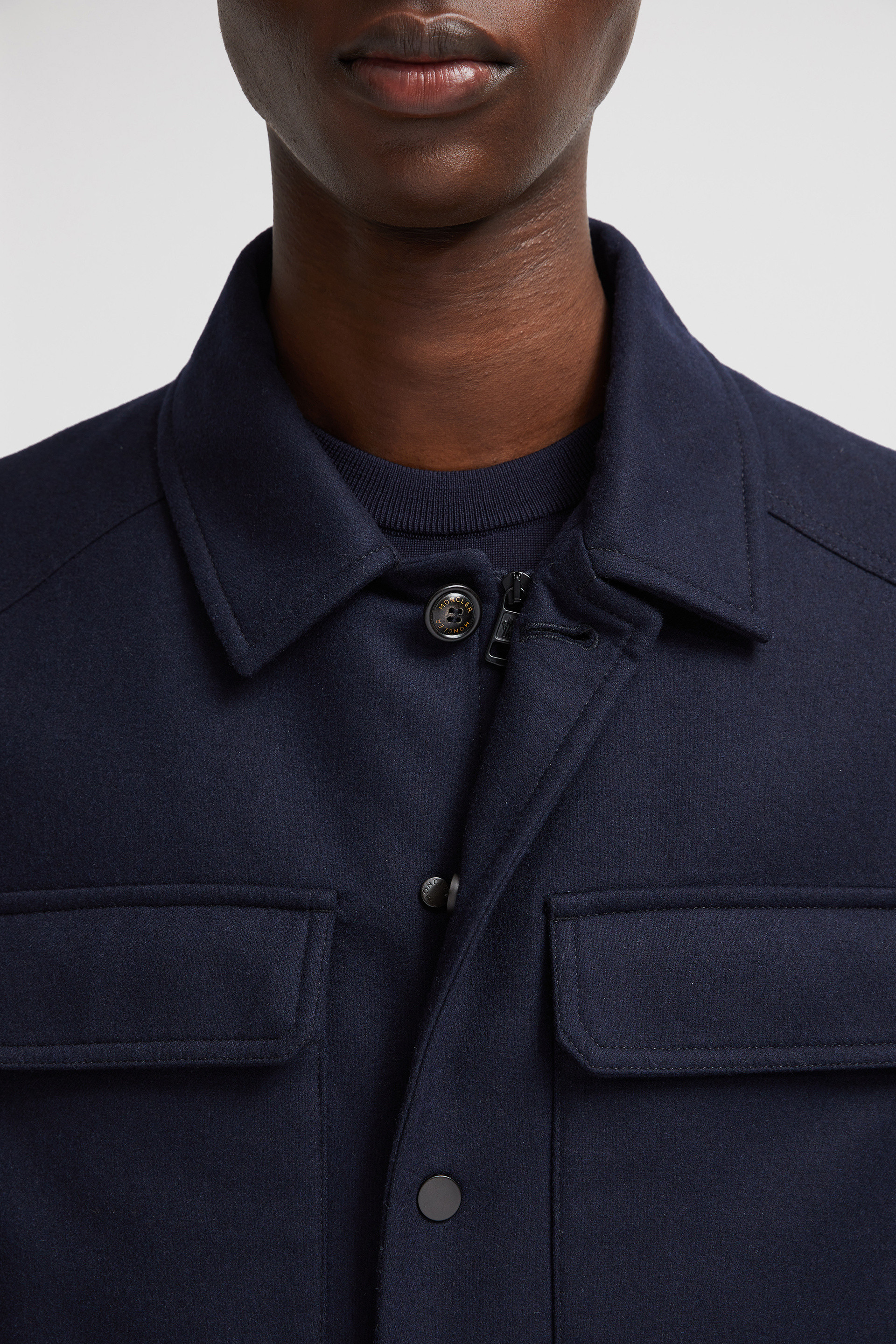 Royal Blue Larribet Cashmere Down Shirt Jacket - Short Down Royal Blue Larribet Cashmere Down Shirt Jacket - Short Down