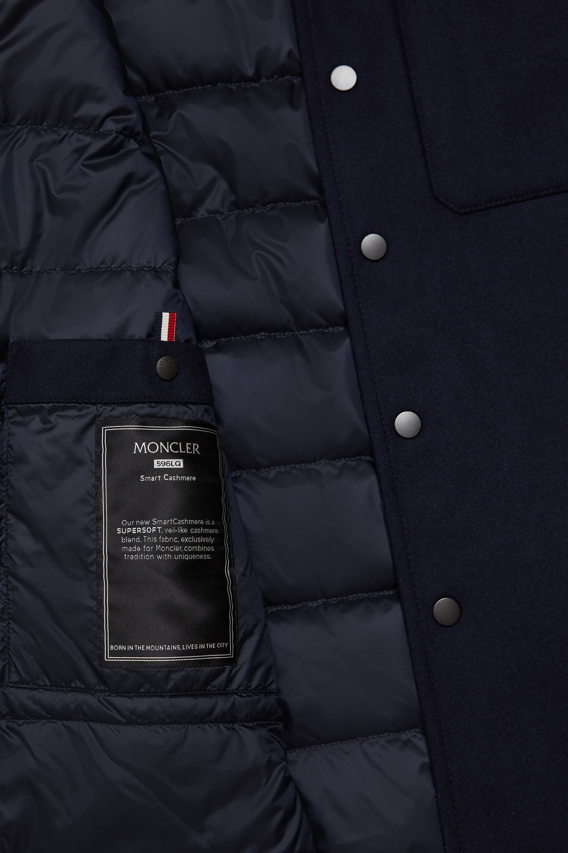 Royal Blue Larribet Cashmere Down Shirt Jacket - Short Down Jackets for Men  | Moncler US