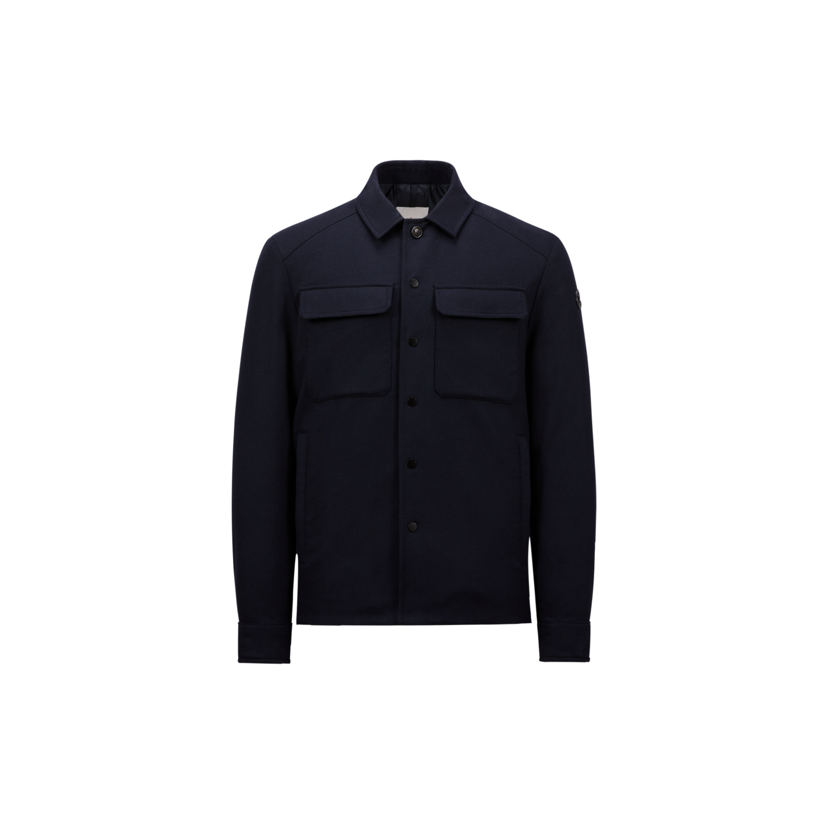 Moncler Jacket Wool Blend Chest Pockets In Blue