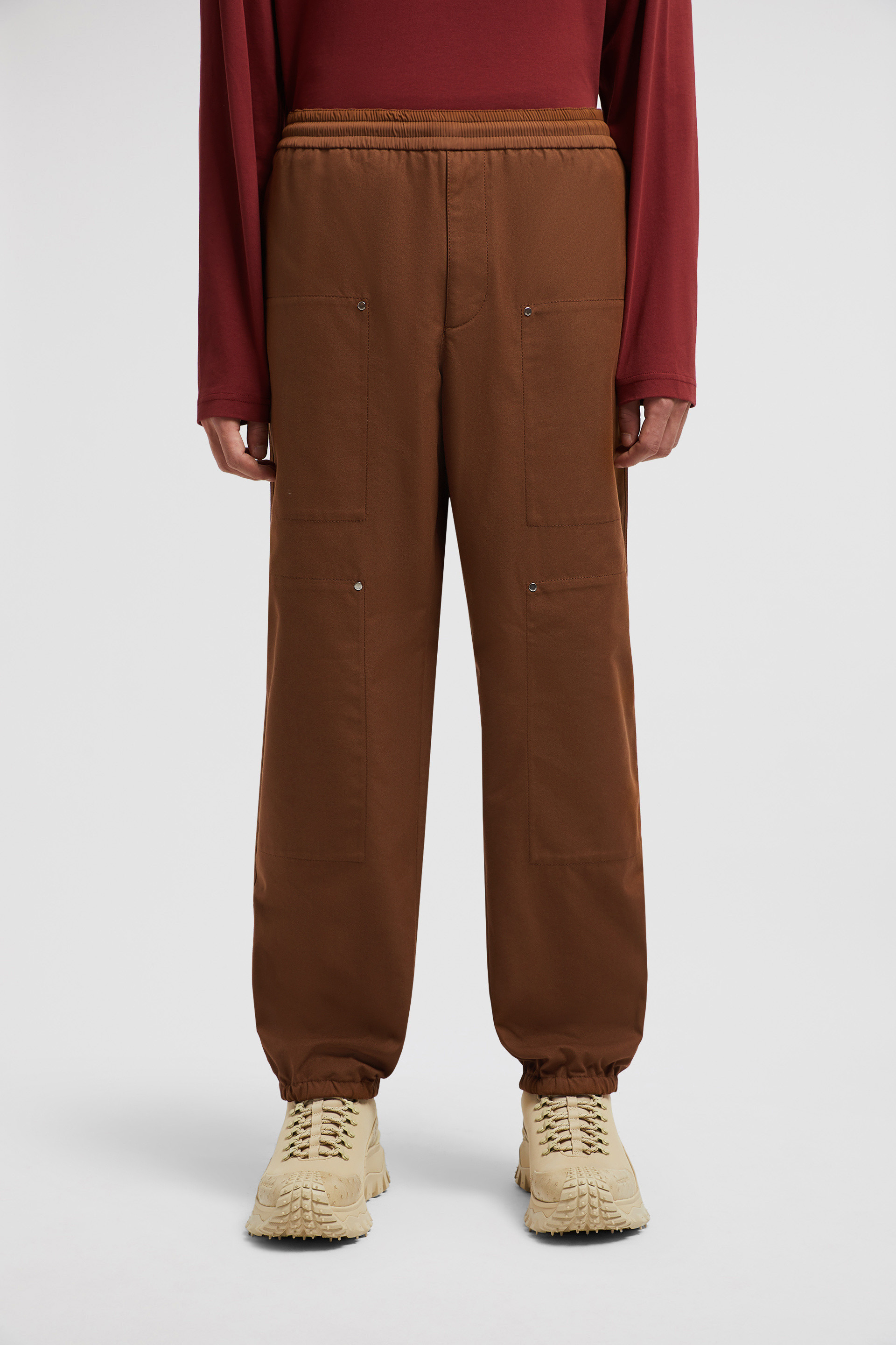 Light Brown Embroidered Logo Cotton Jogging Pants - Pants