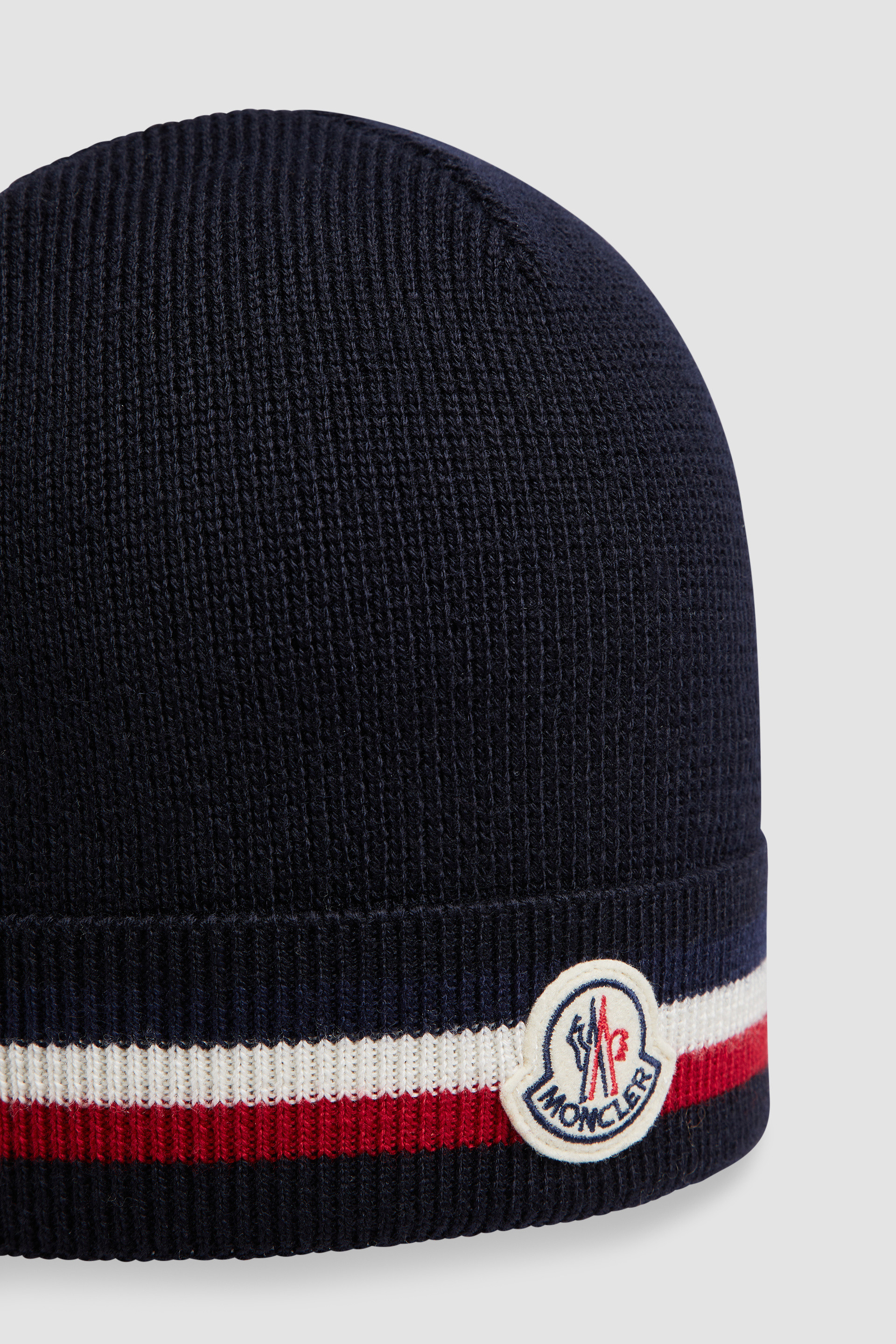 Navy Blue Tricolor Wool Beanie Hats Beanies for Men Moncler US