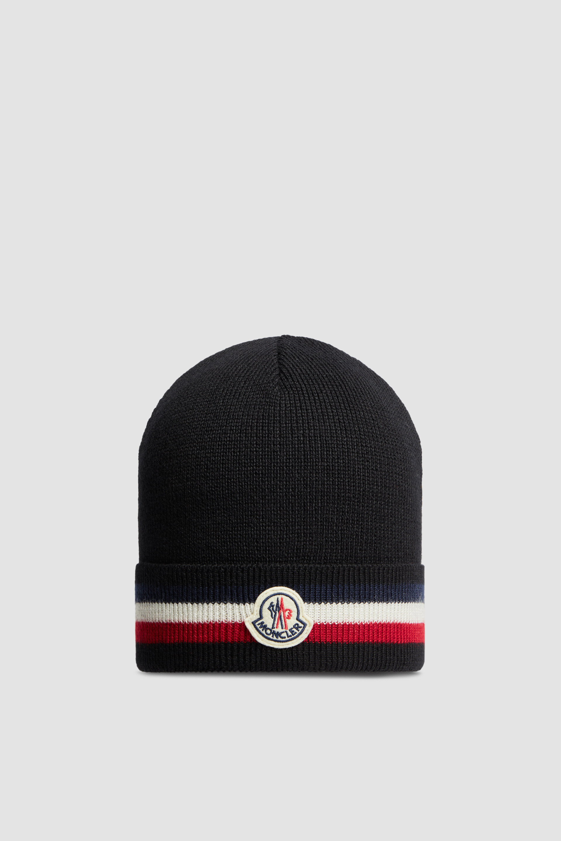 Black Tricolor Wool Beanie - Hats & Beanies for Men | Moncler US