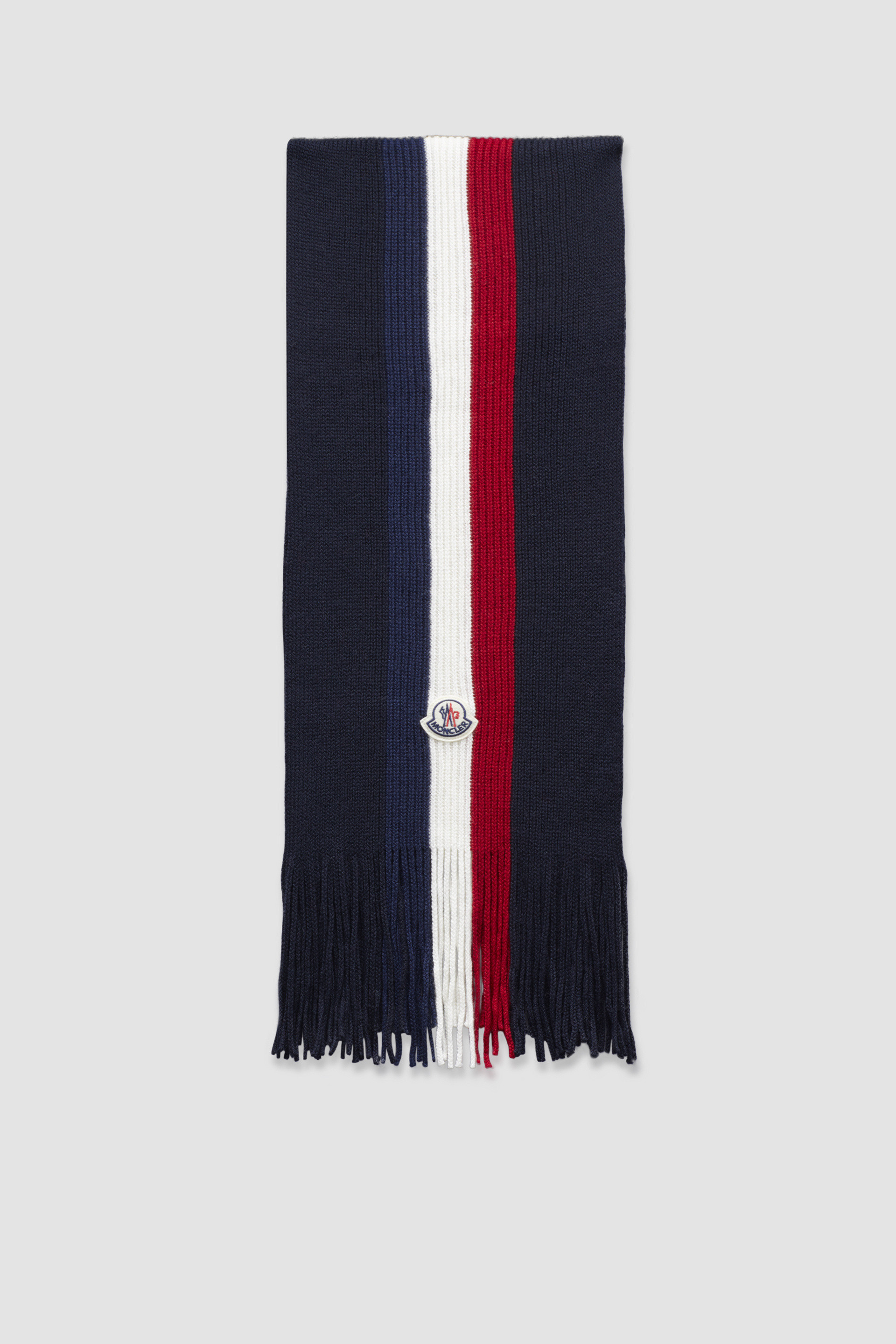 Echarpe en laine tricolore Bleu Nuit Echarpes gants Homme Moncler CH