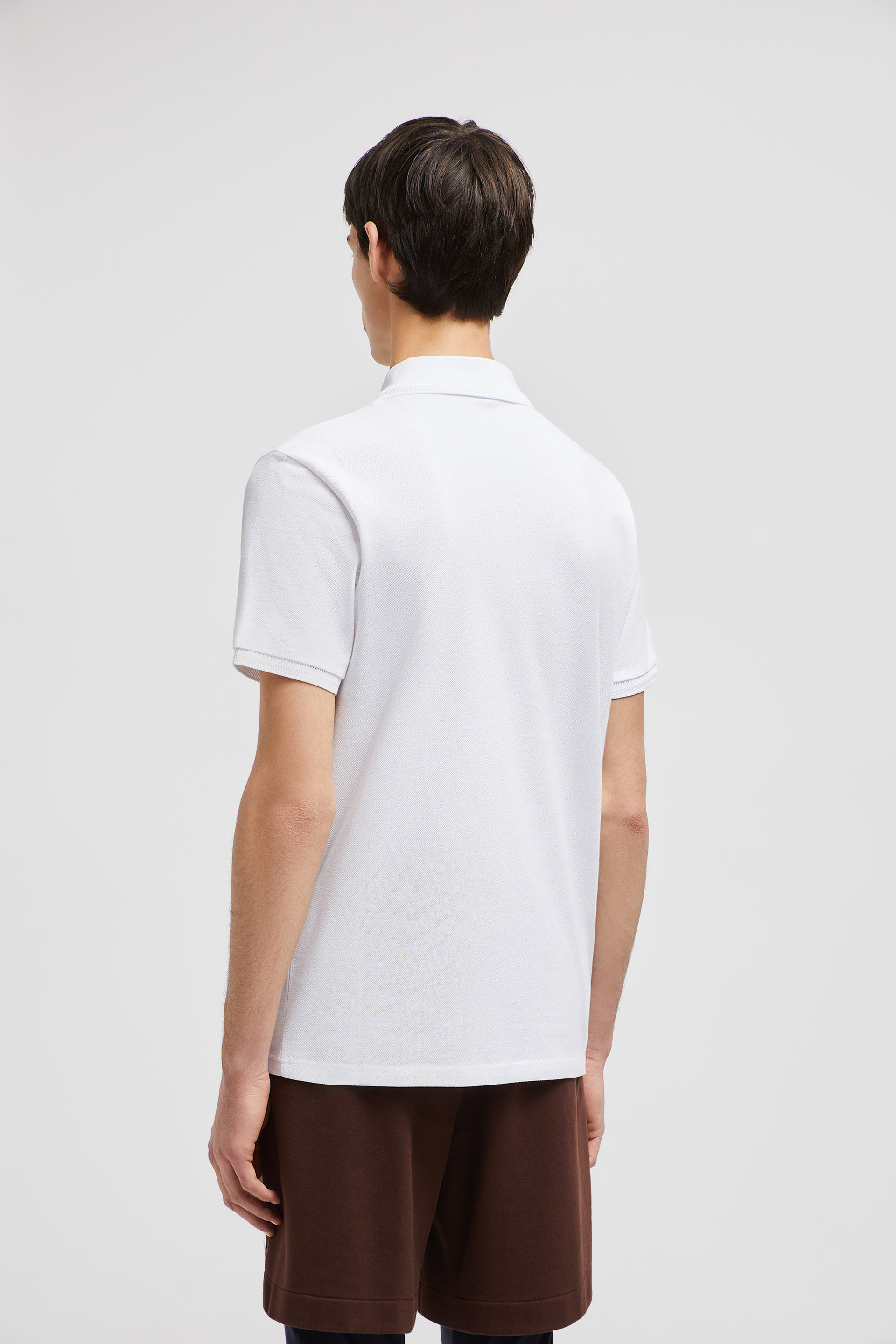 White Logo Patch Cotton Piquet Polo Shirt - Polos & T-shirts