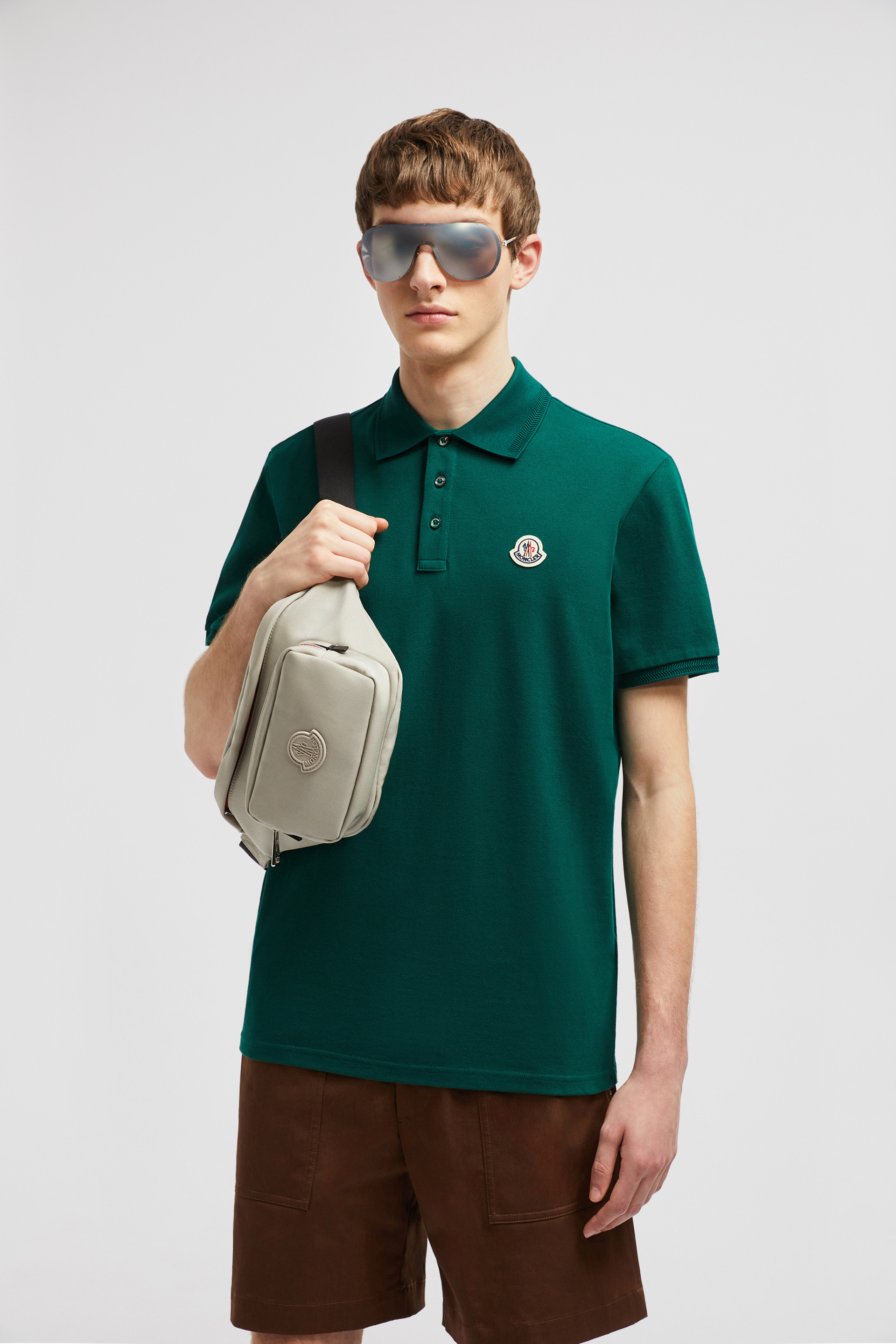 Moncler green polo shirt online