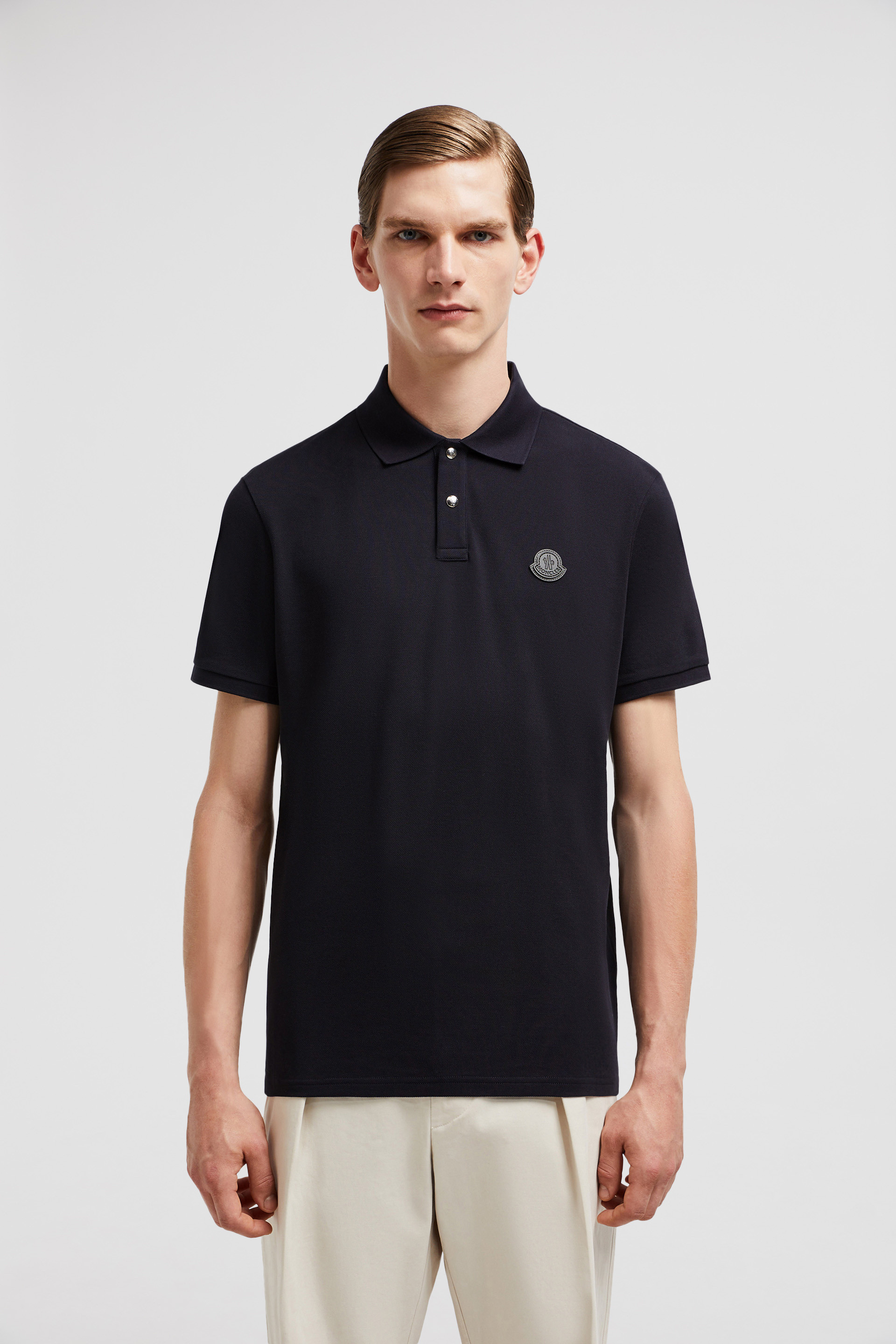 Navy Blue Logo Patch Cotton Piquet Polo Shirt Polos T shirts for Men Moncler HK