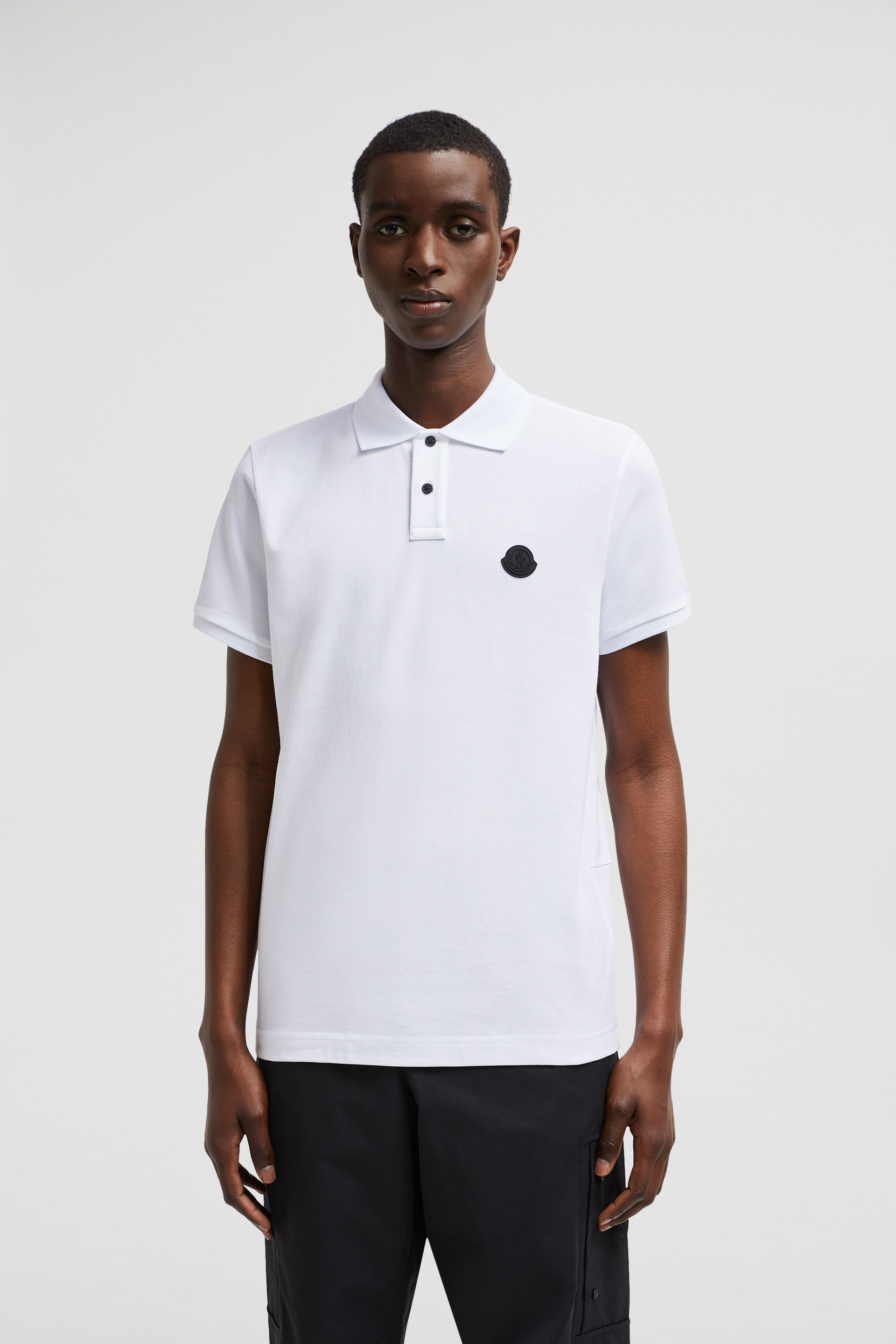 White Logo Patch Polo Shirt Polos T shirts for Men Moncler BE