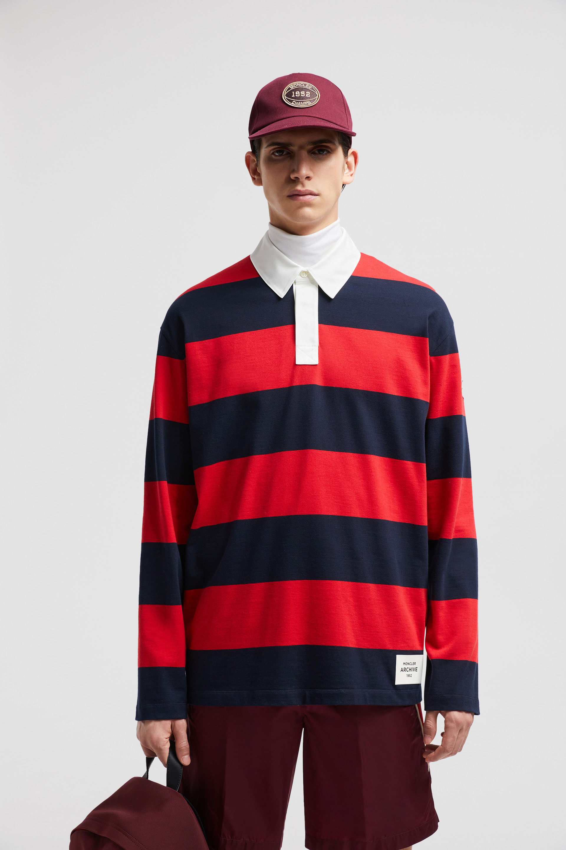 Moncler Polo Shirt with outlet Side Stripes & Logo