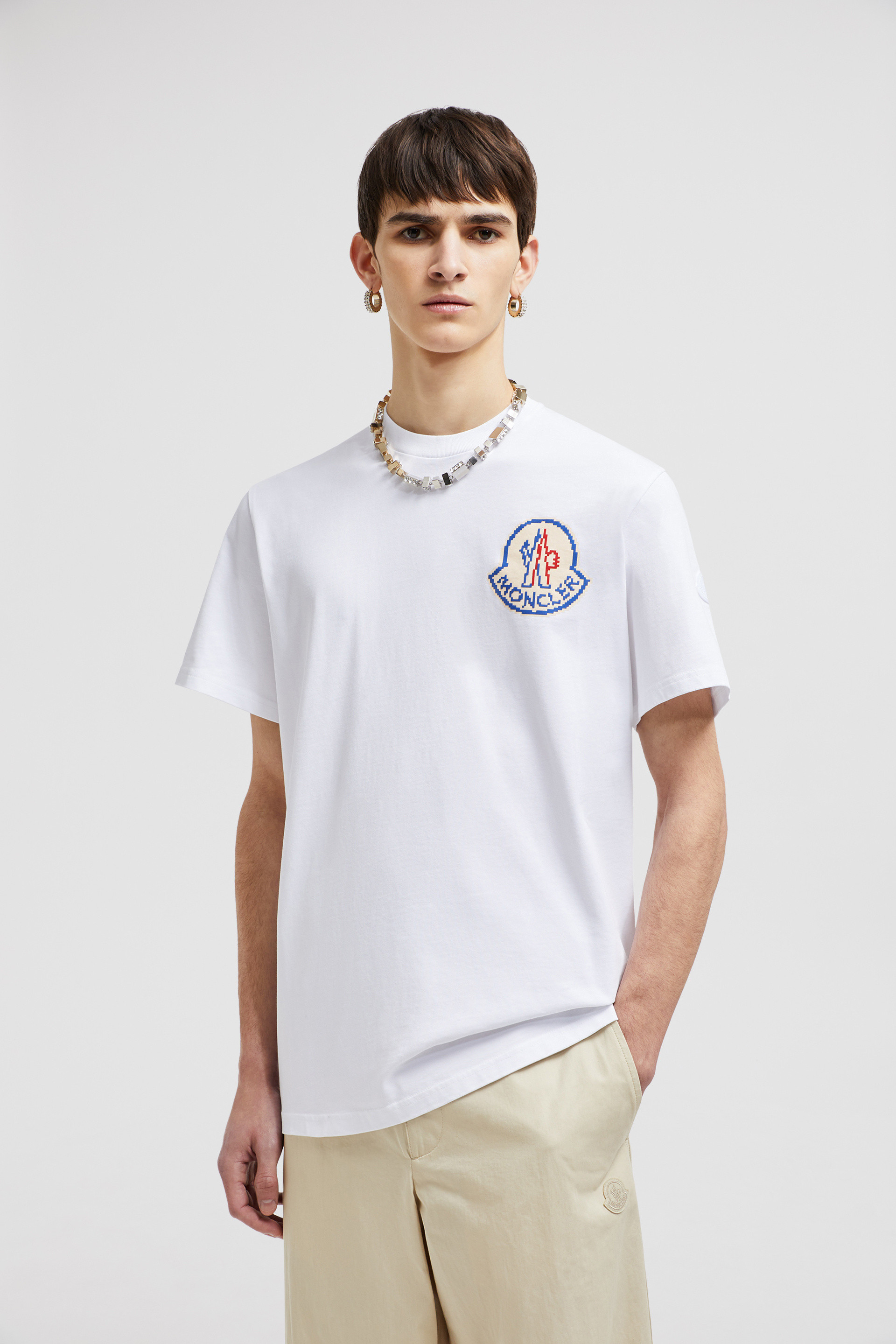 White Logo T Shirt Polos T shirts for Men Moncler ES