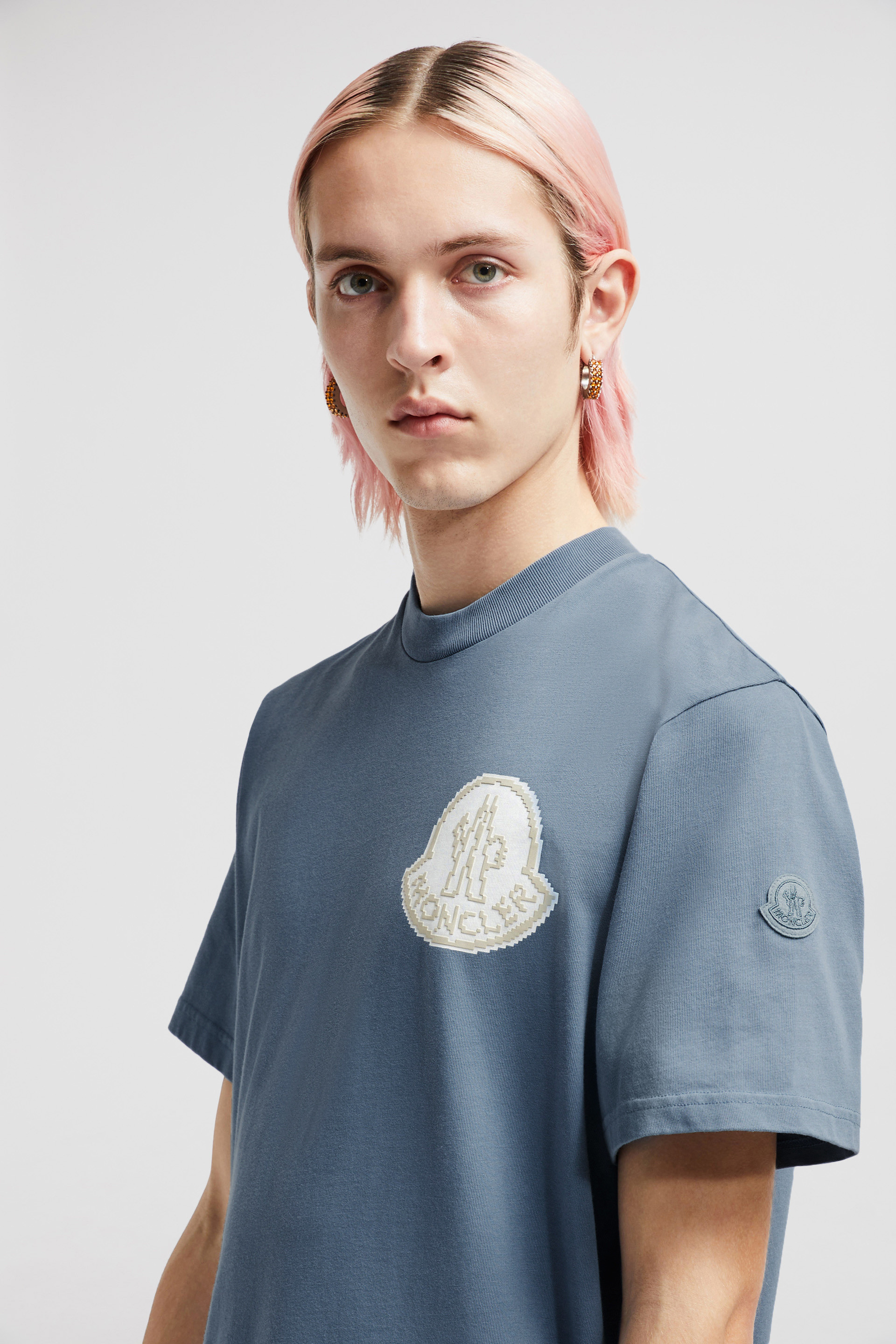 MONCLER COLLECTION Logo T Shirt male Light Blue Size S