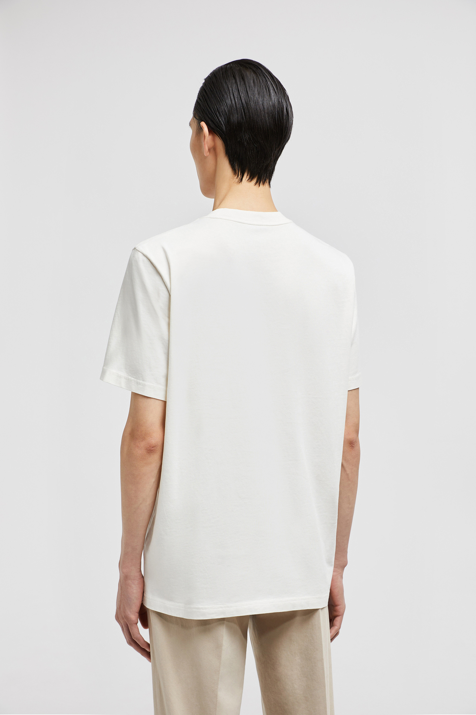 White Logo Patch Cotton T-Shirt - Polos & T-shirts for Men White Logo Patch Cotton T-Shirt - Polos & T-shirts for Men