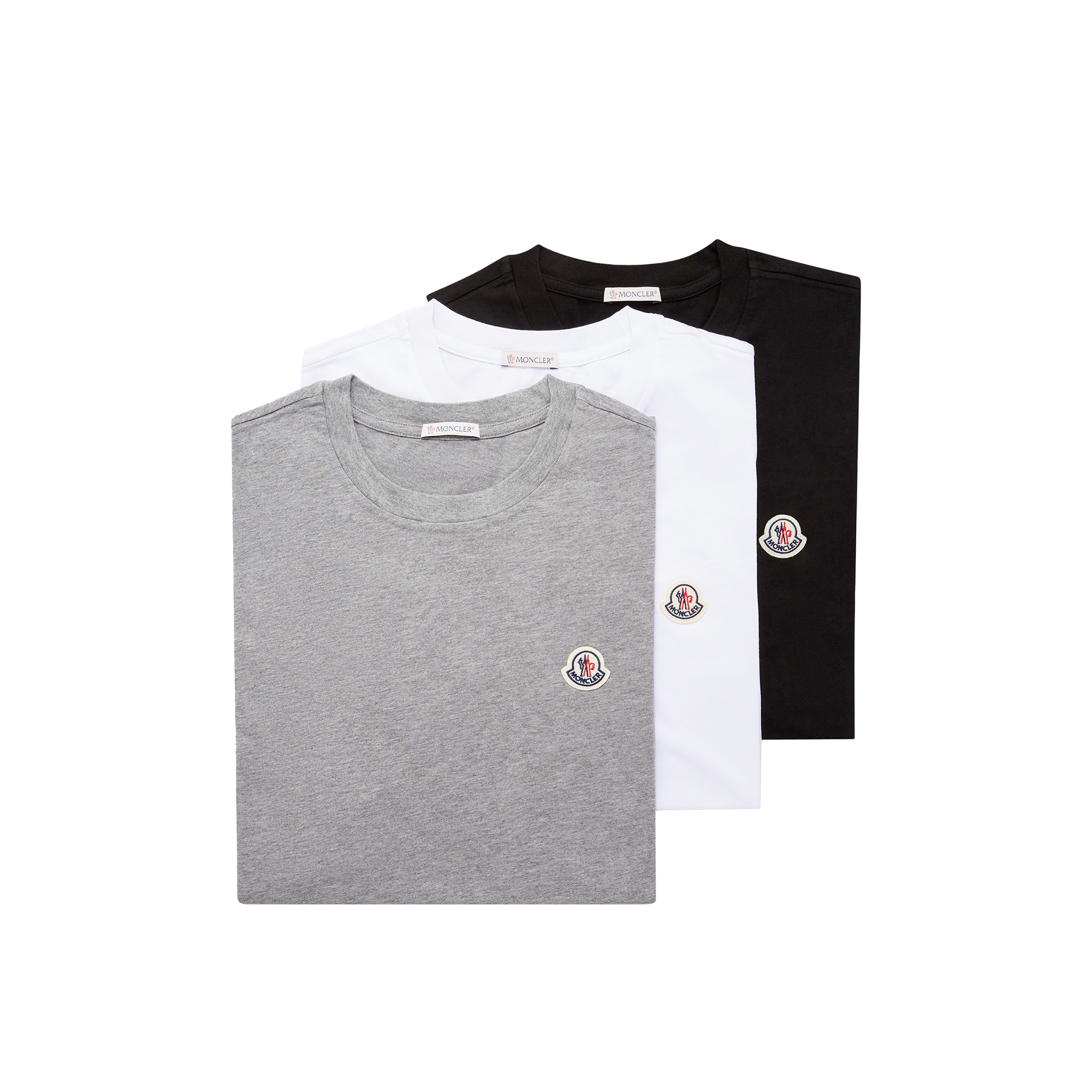 Moncler Logo Patch Cotton T-shirt (pack Of Three) Multicolor In Multicolour