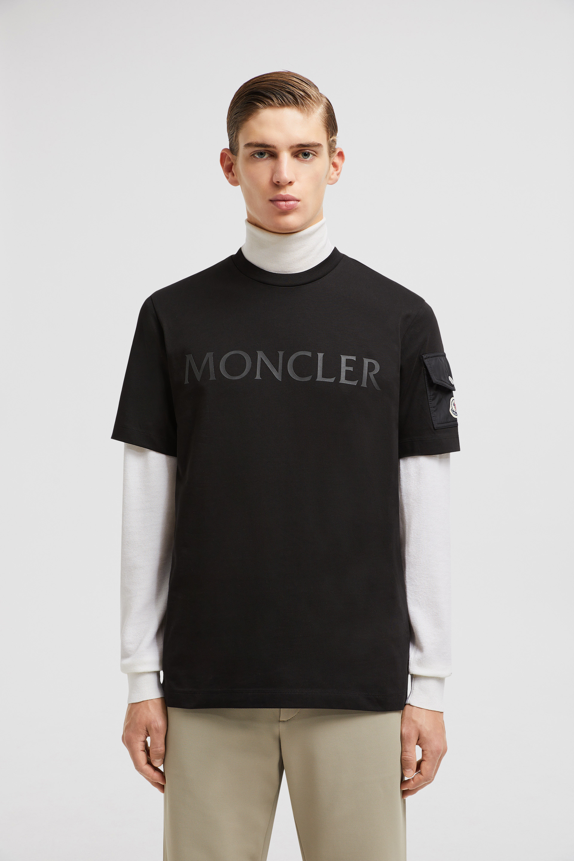 MONCLER COLLECTION Laminated Logo T Shirt male Black Size XL