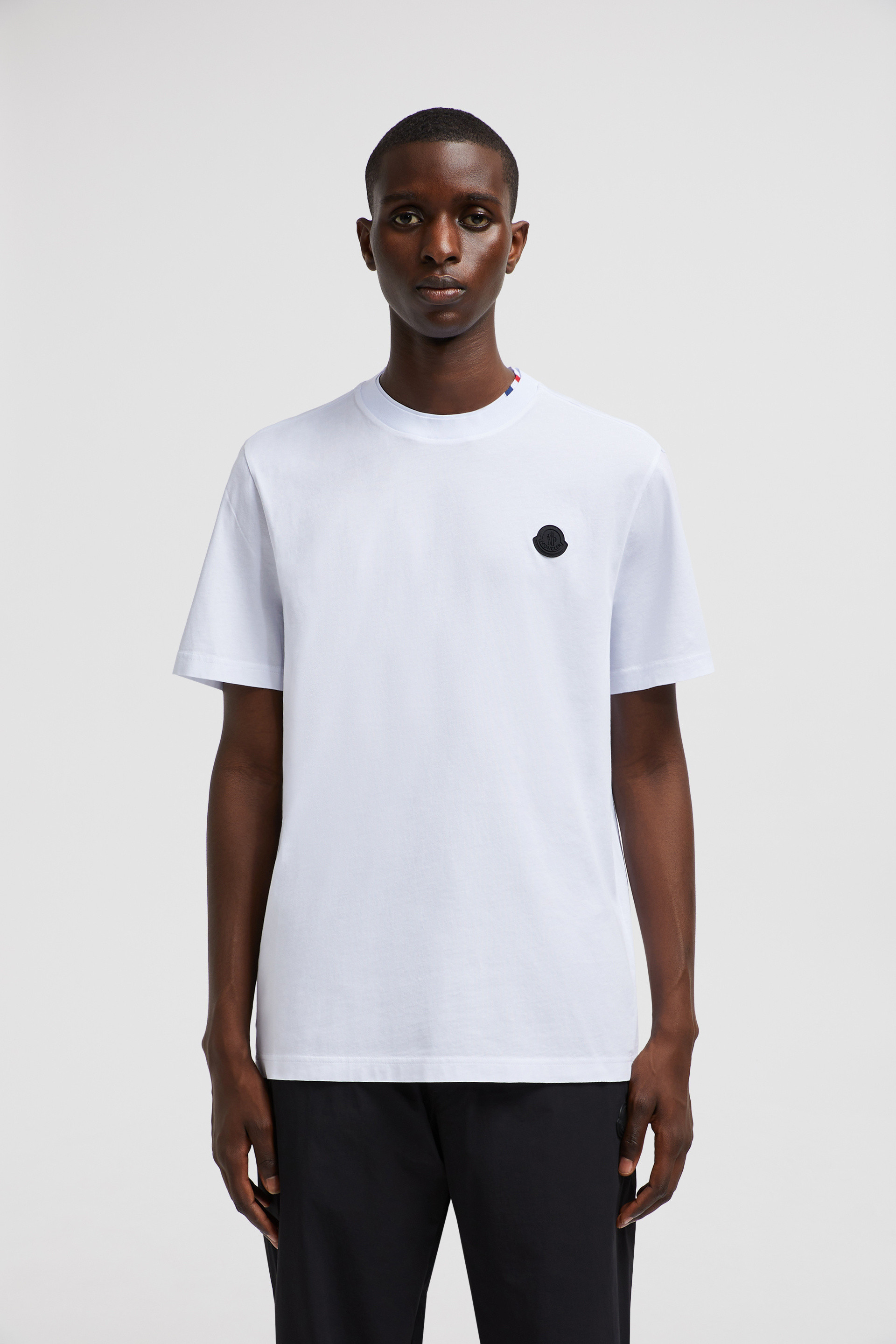 White Logo Patch T Shirt Polos T shirts for Men Moncler CH