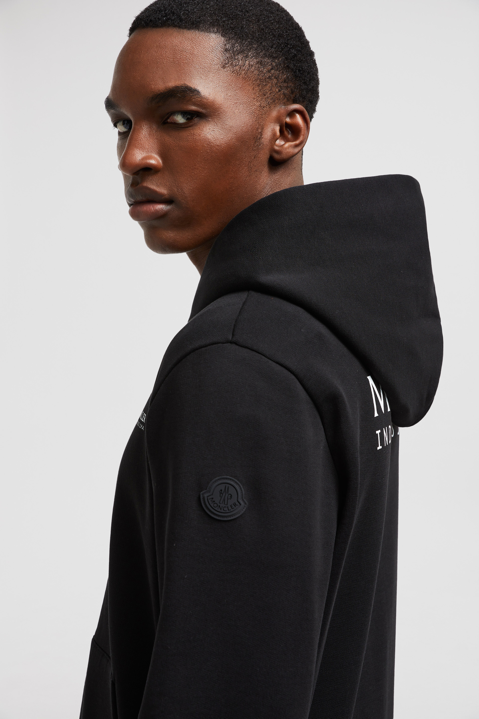 Black Logo Hoodie - Sweatshirts for Men | Moncler US