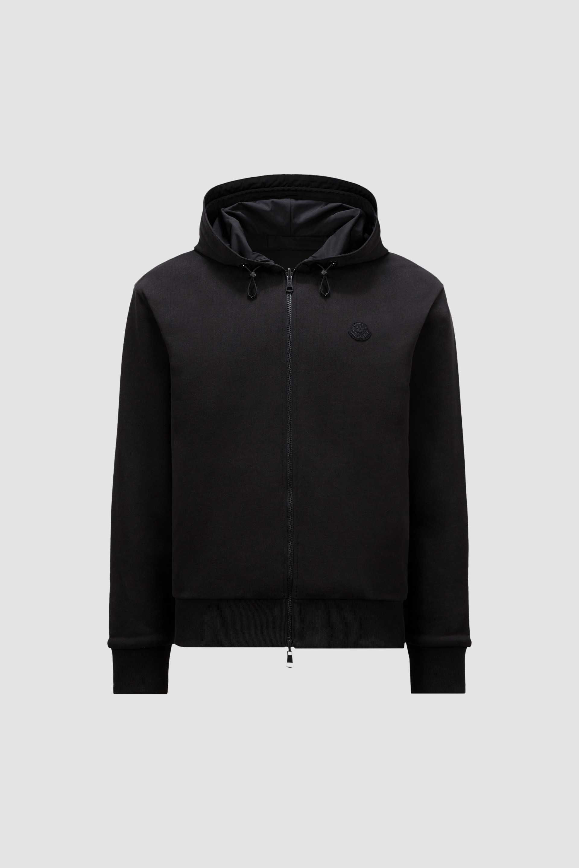 Black Reversible Zip Up Cotton Hoodie Sweatshirts for Men Moncler NL