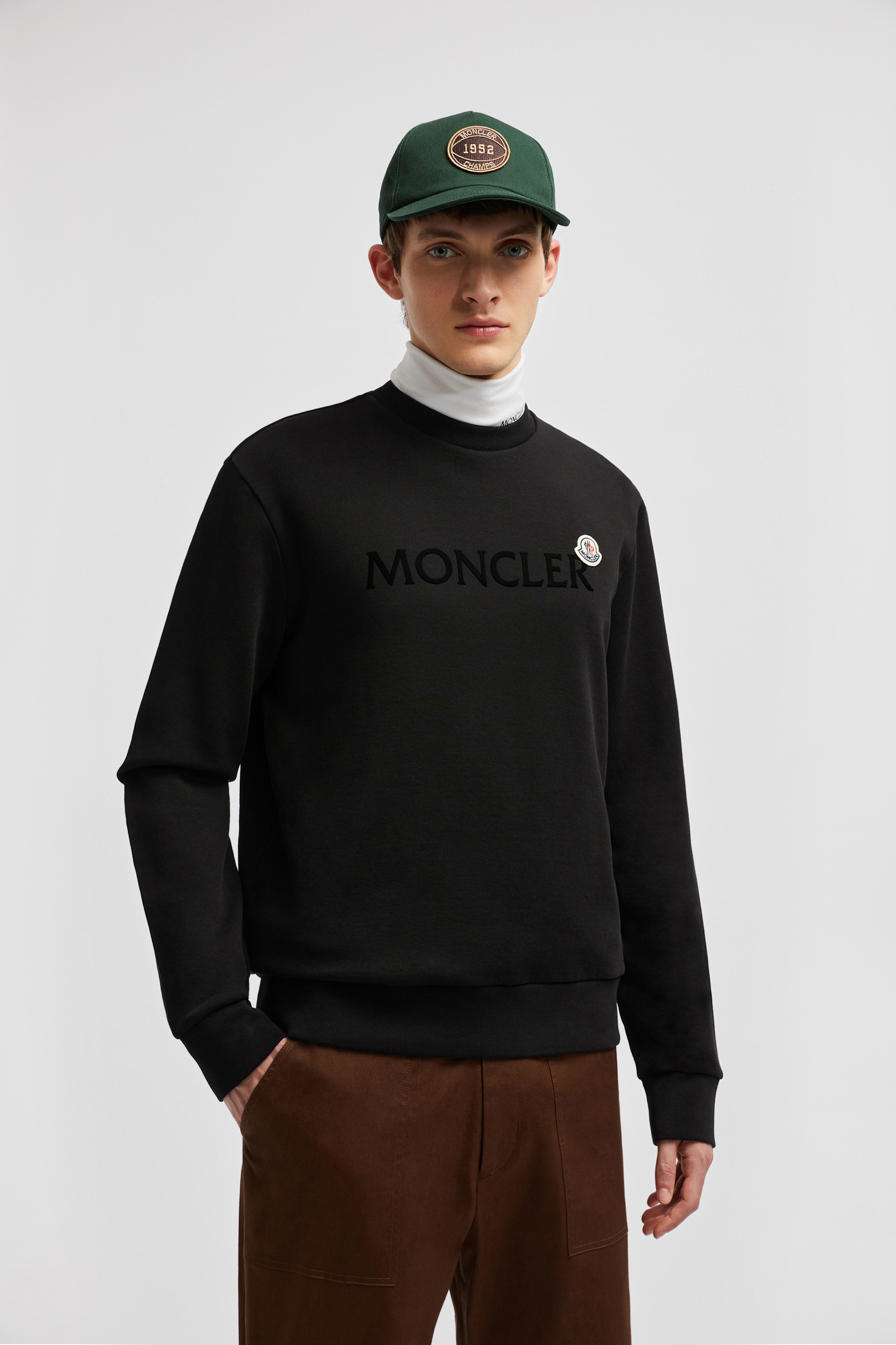 Black Logo Cotton Sweatshirt Sweatshirts for Men Moncler GB