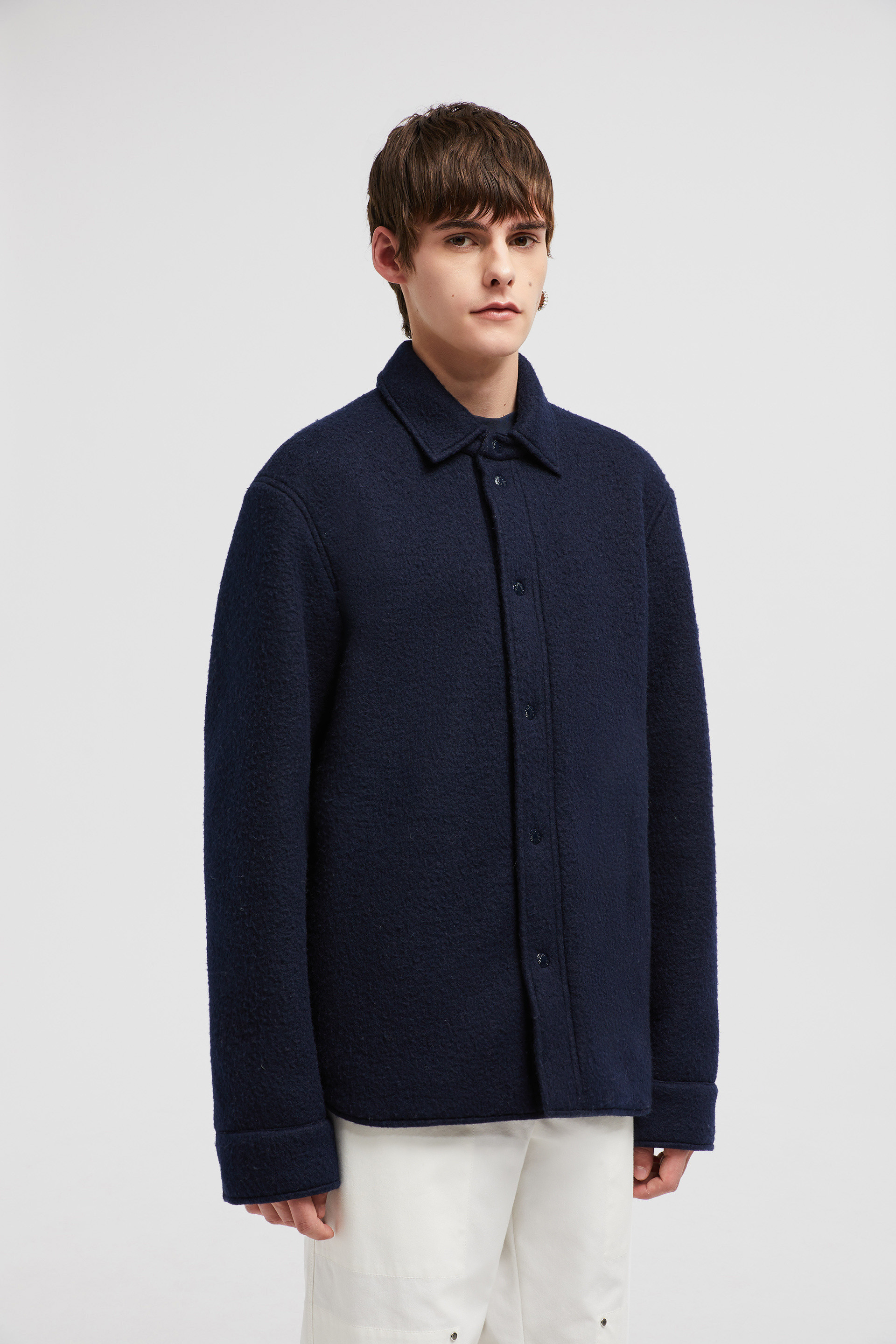 Night Blue Wool Blend Shirt Jacket - Shirt Jackets for Men | Moncler US