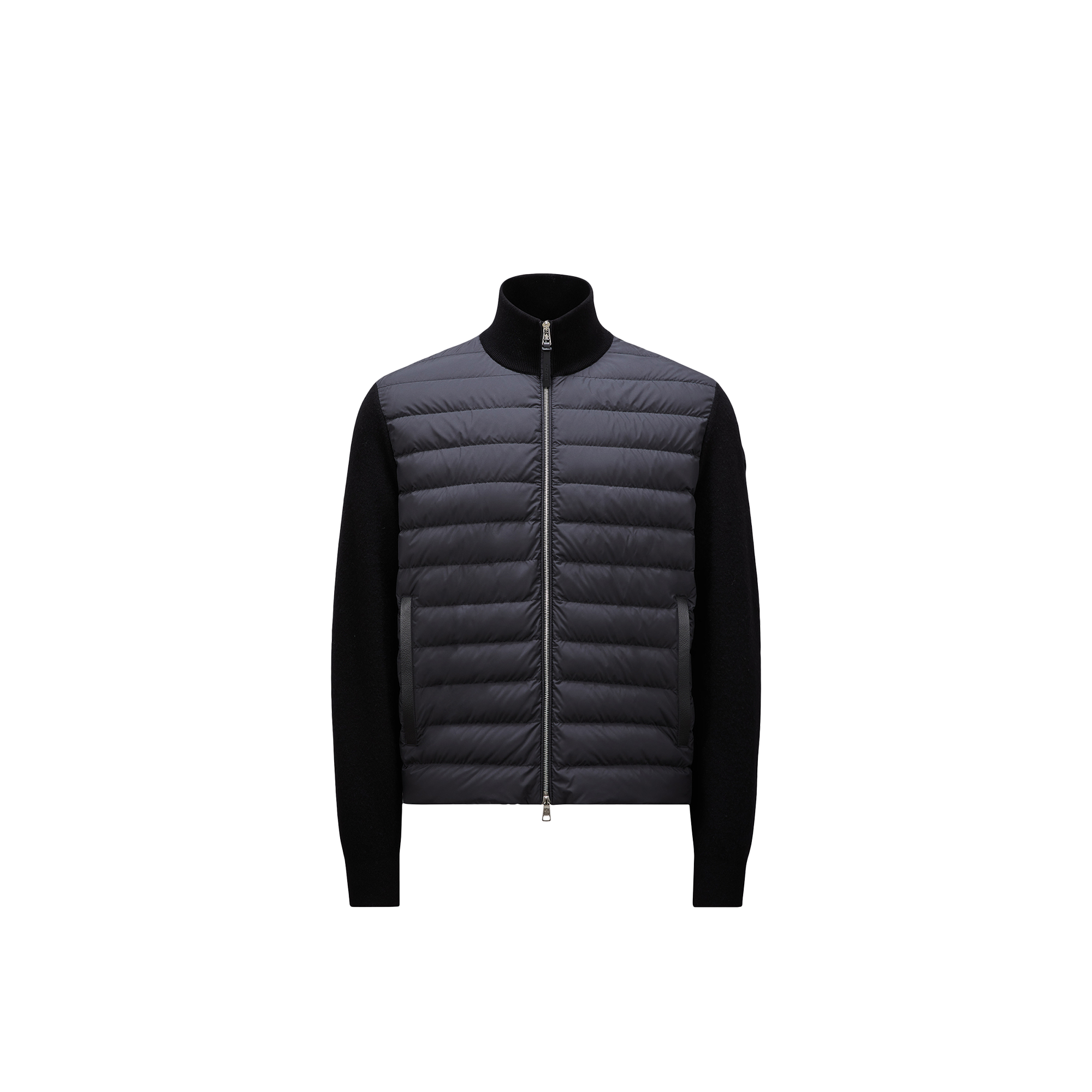 Moncler Padded Wool & Cashmere Zip-up Cardigan Black In Black