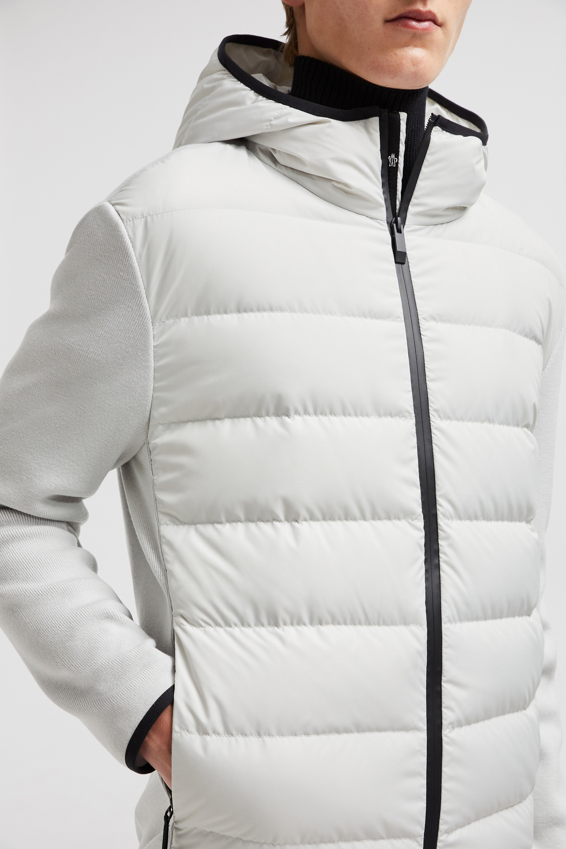 Ice Grey Padded Wool Zip-Up Hoodie - Sweaters & Cardigans Ice Grey Padded Wool Zip-Up Hoodie - Sweaters & Cardigans