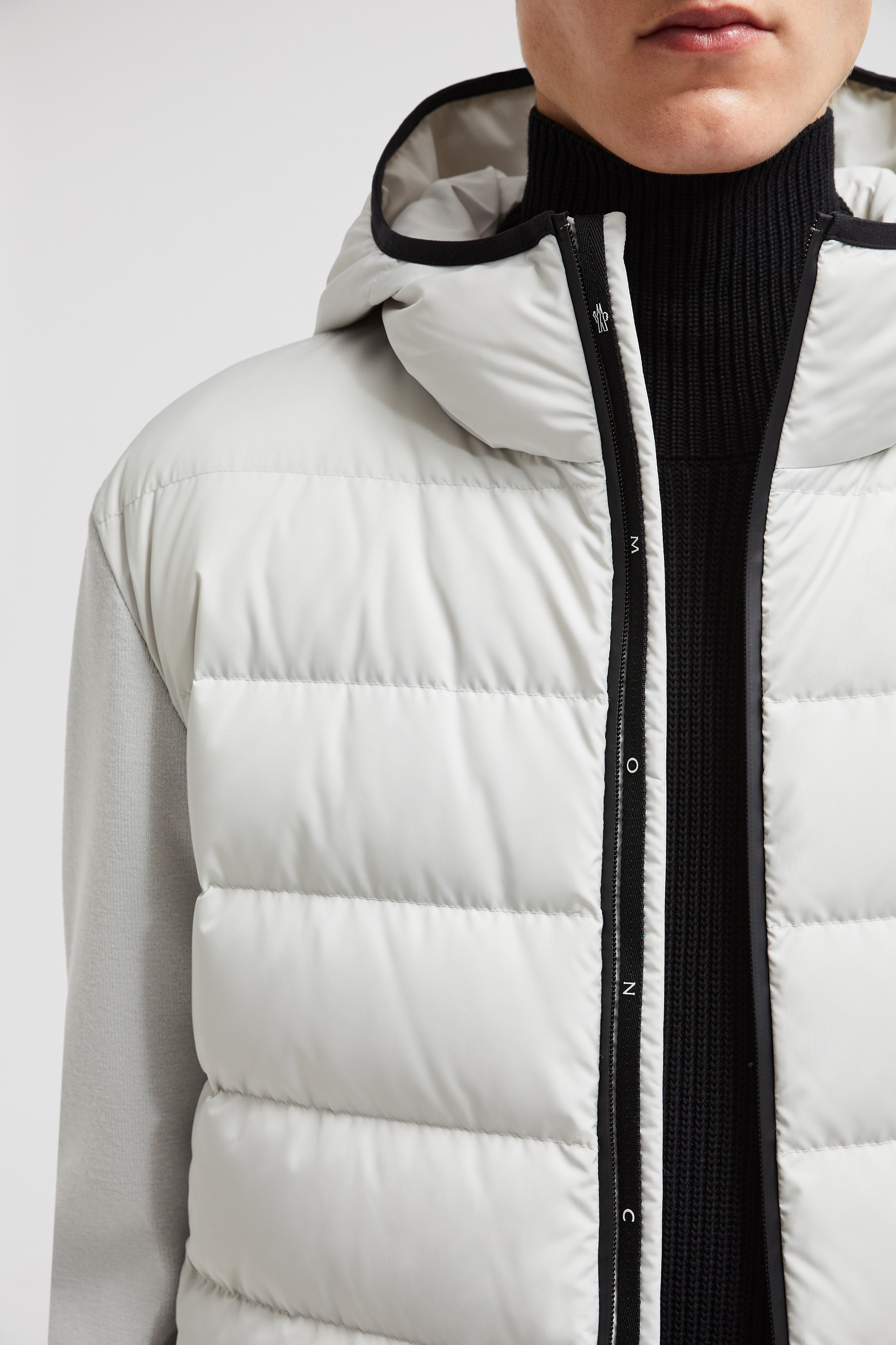 Ice Grey Padded Wool Zip-Up Hoodie - Sweaters & Cardigans Ice Grey Padded Wool Zip-Up Hoodie - Sweaters & Cardigans