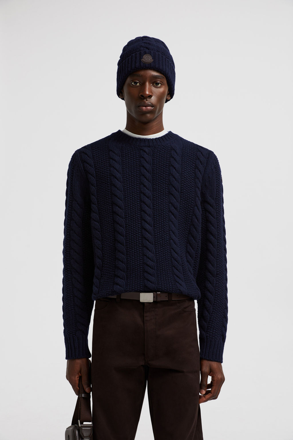 Dark Blue Wool & Cashmere Jumper - Sweaters & Cardigans for Men ...