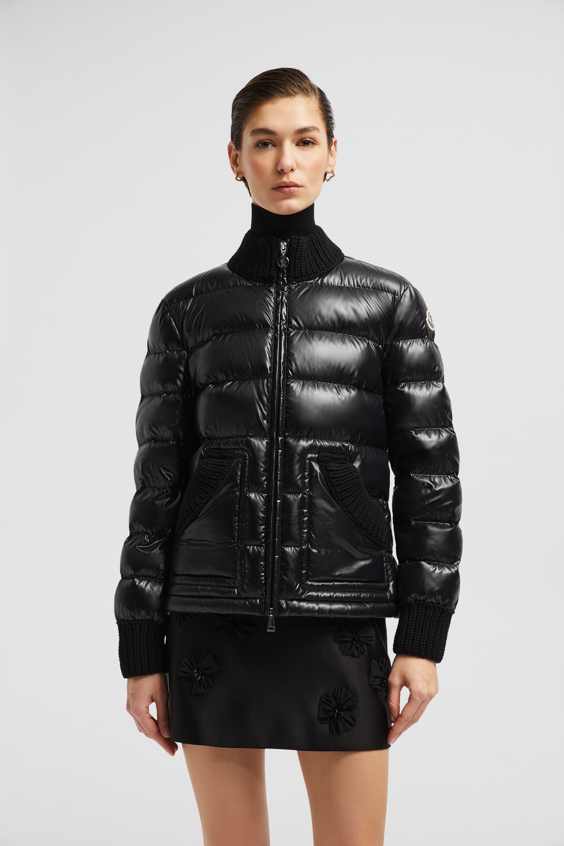 Black Arcelot Wool-Trimmed Short Down Jacket - Short Down