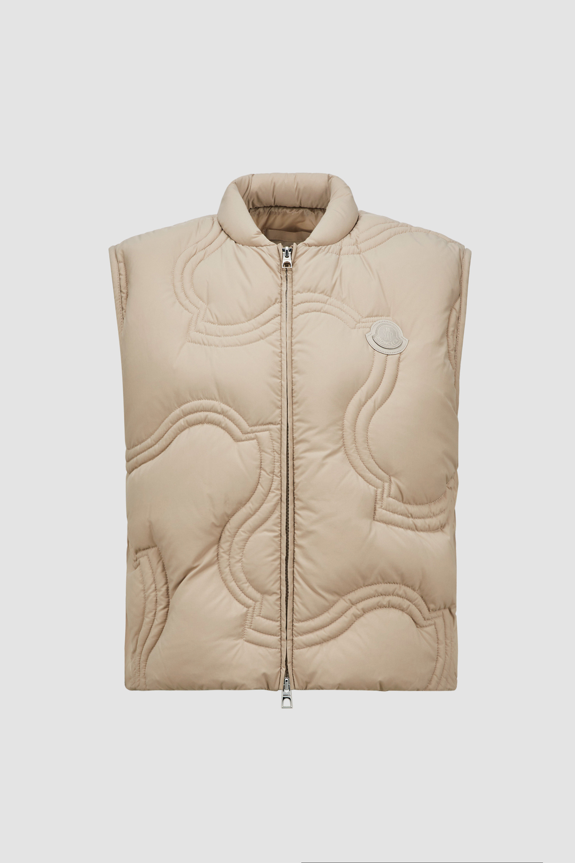Moncler Druzy Logo-Quilted Down Gilet 関税込 Beige Druzy Logo-Quilted Down Gilet - Vests for Women