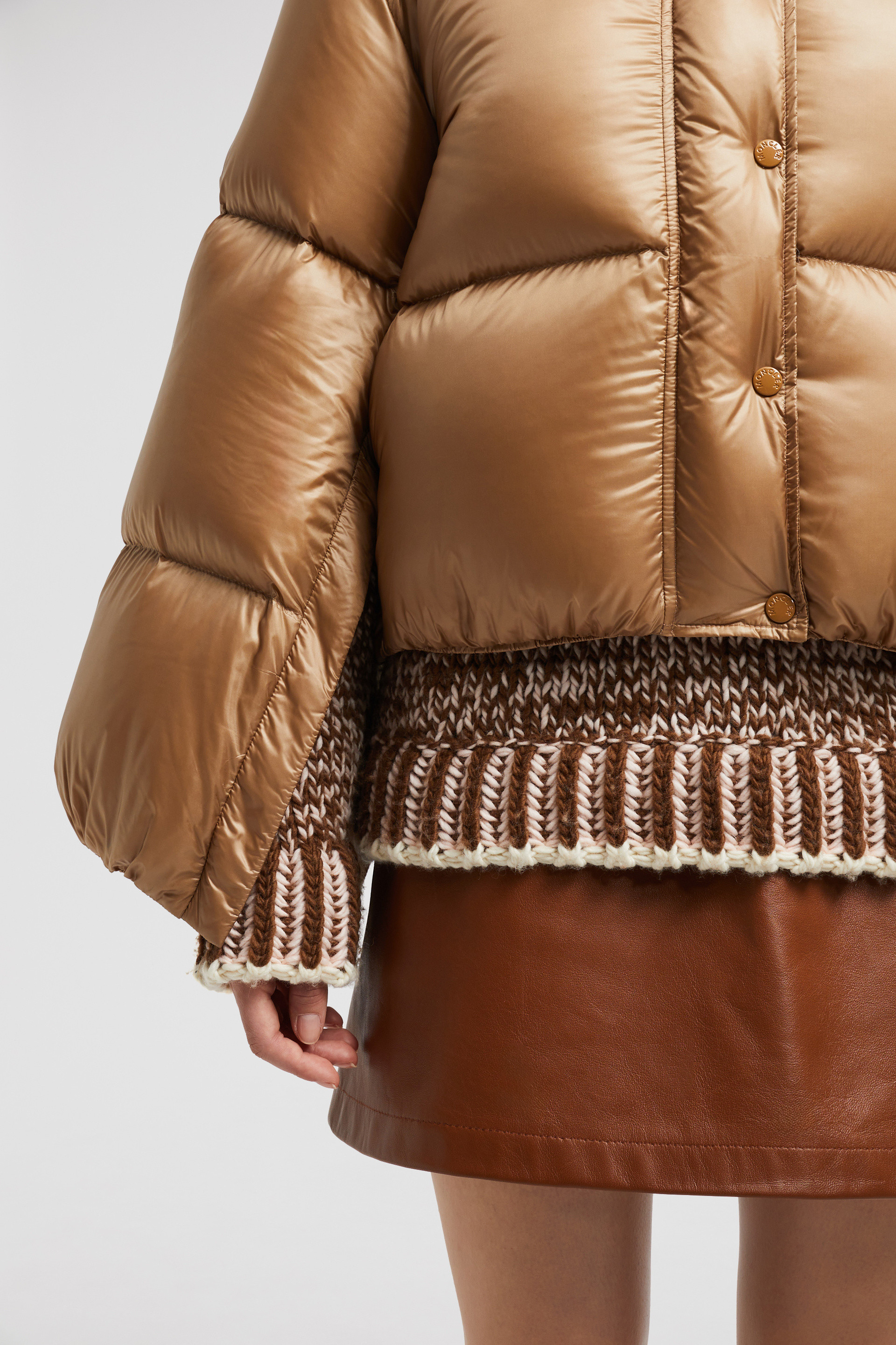 Camel Beige Borey Hooded Short Down Jacket - Short Down