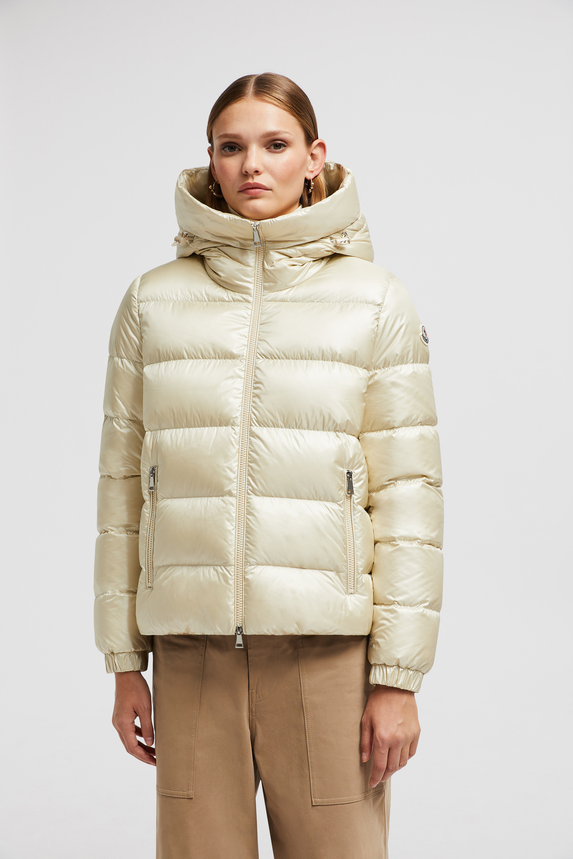 White Biron Hooded Short Down Jacket Short Down Jackets for Women Moncler US