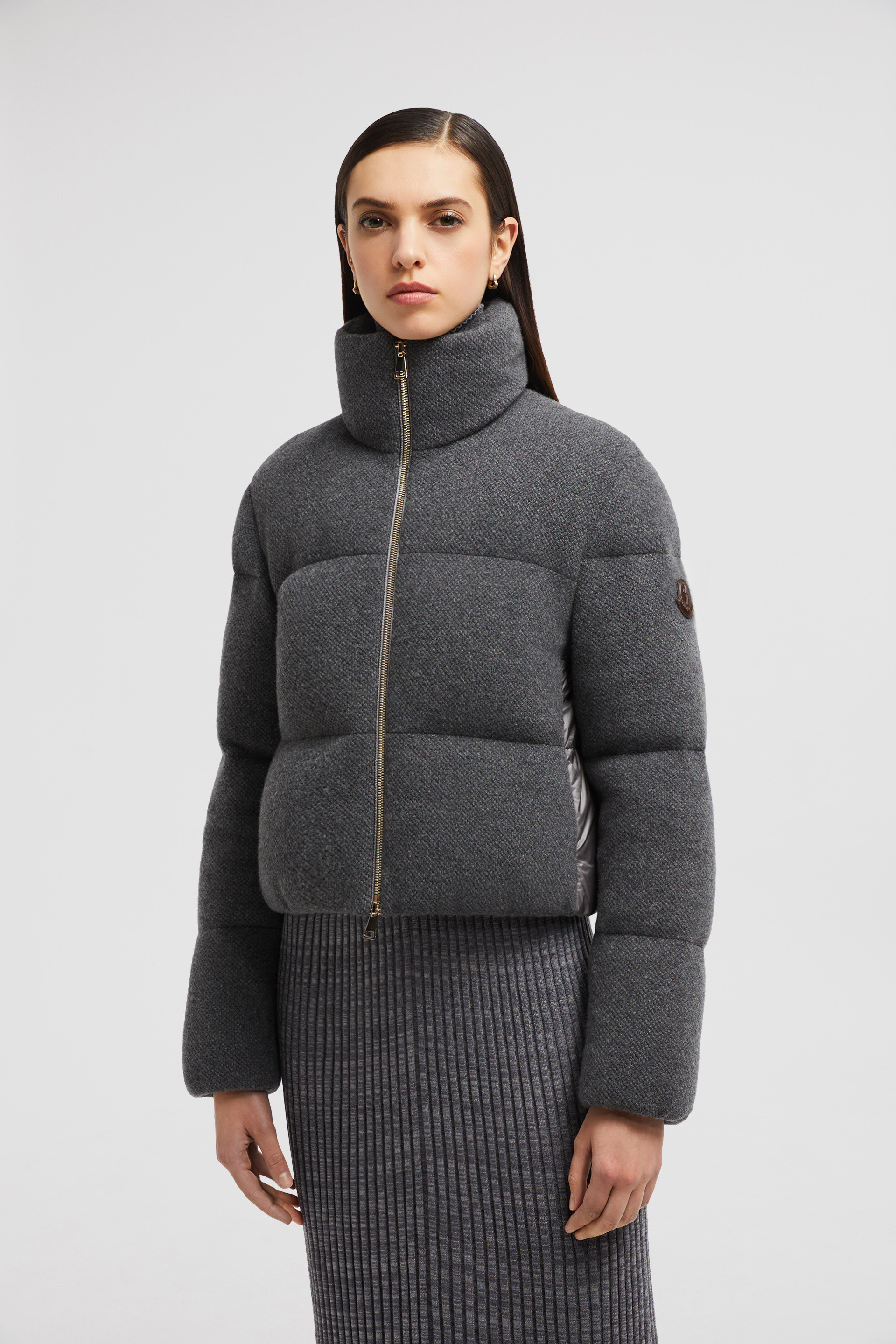 Grey moncler puffer coat on sale