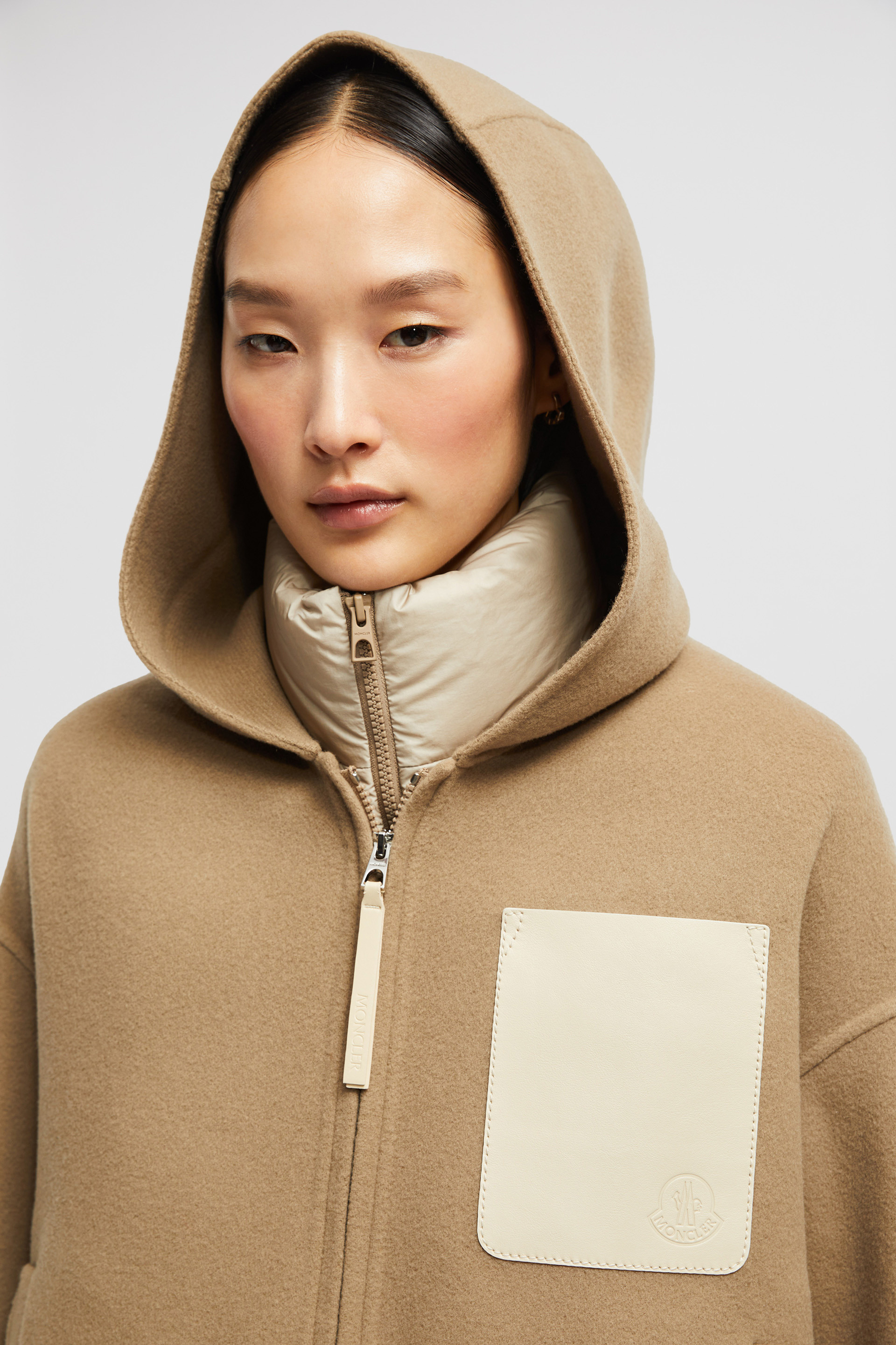 Moncler＊Almandine 3-in-1 Wool・Cashmereショートダウン＊送込 Beige Almandine 3-in-1 Wool & Cashmere Short Down Jacket