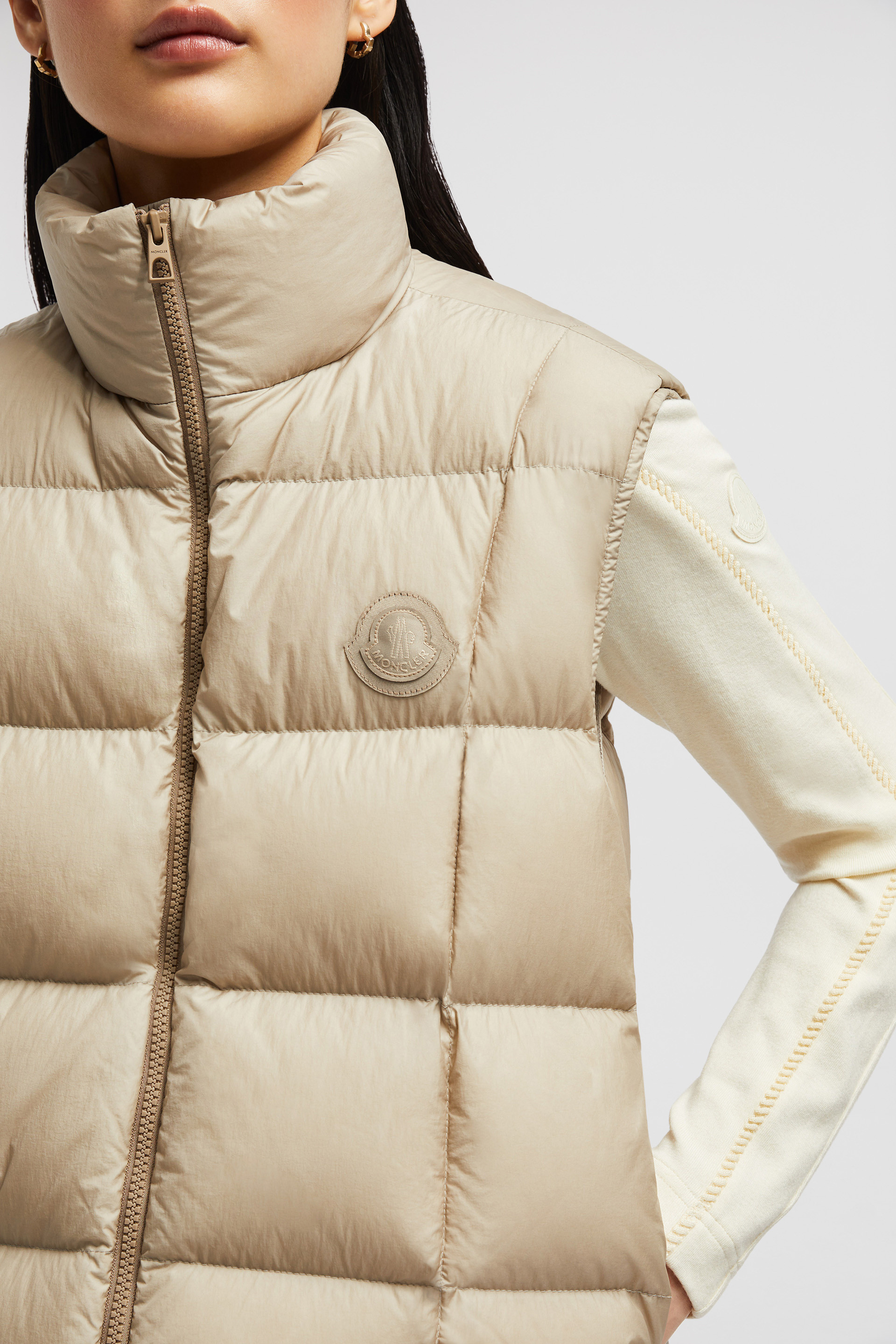Moncler＊Almandine 3-in-1 Wool・Cashmereショートダウン＊送込 Beige Almandine 3-in-1 Wool & Cashmere Short Down Jacket