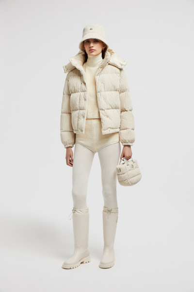 Beige Daos Hooded Corduroy Short Down Jacket - Short Down Jackets for Women  | Moncler JP