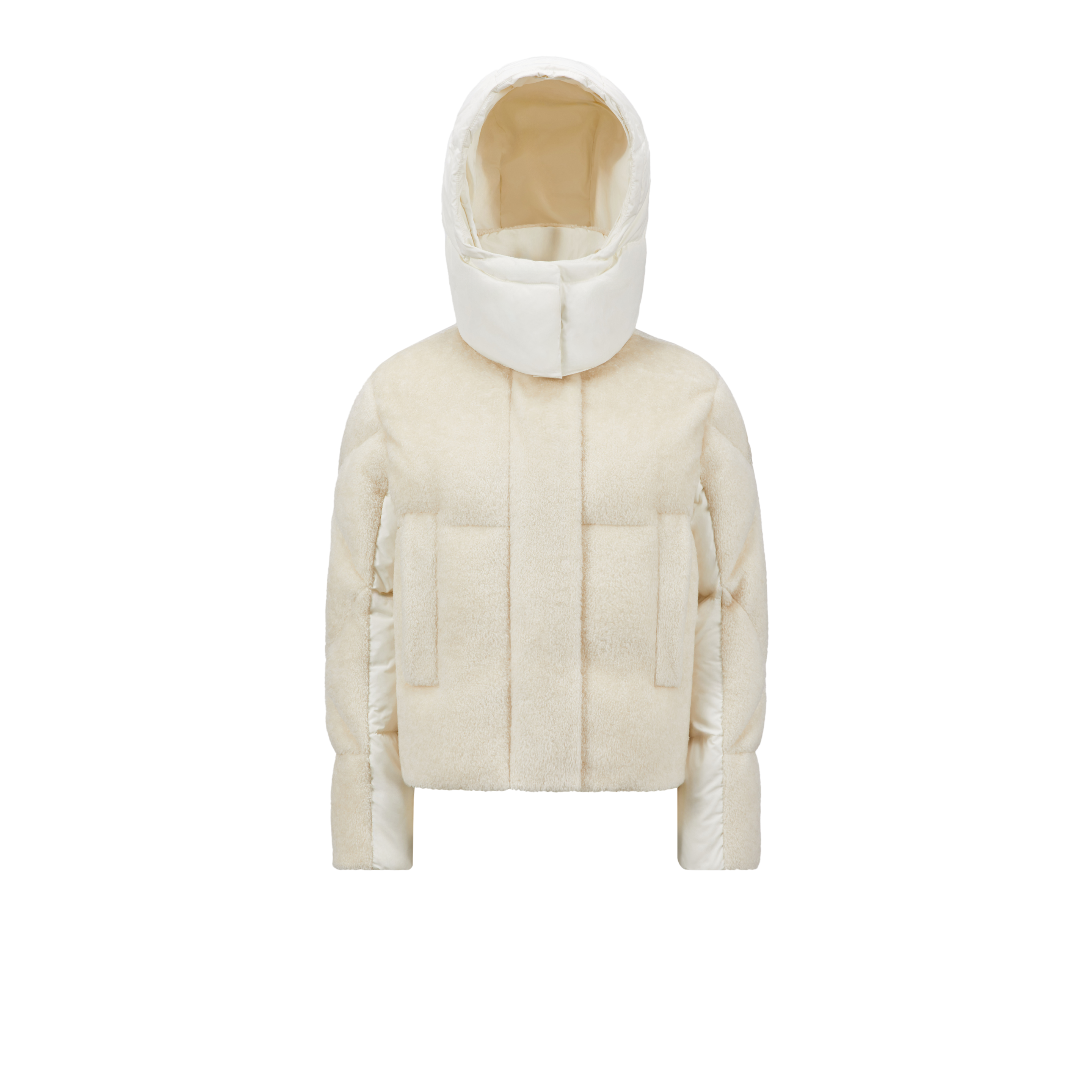 Shop Moncler Collection Doudoune Courte Brysur En Teddy In Beige