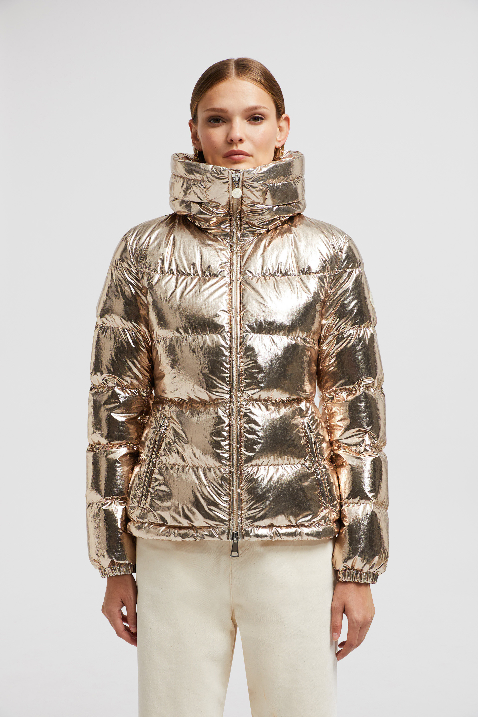 Gold Douros Metallic Hooded Short Down Jacket Short Down Jackets for Women Moncler CH