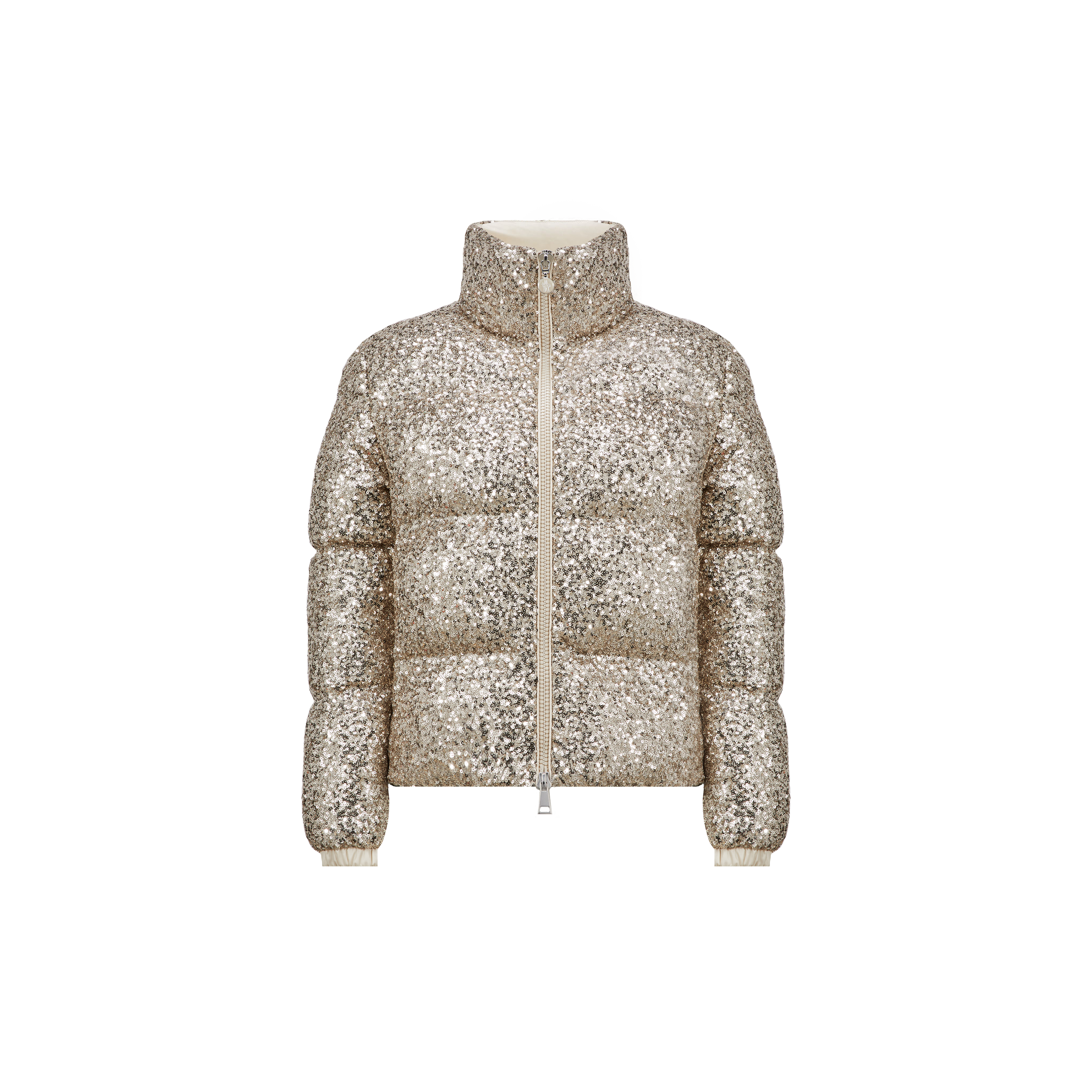 MONCLER ANTERNES SEQUIN-EMBROIDERED SHORT DOWN JACKET BEIGE 