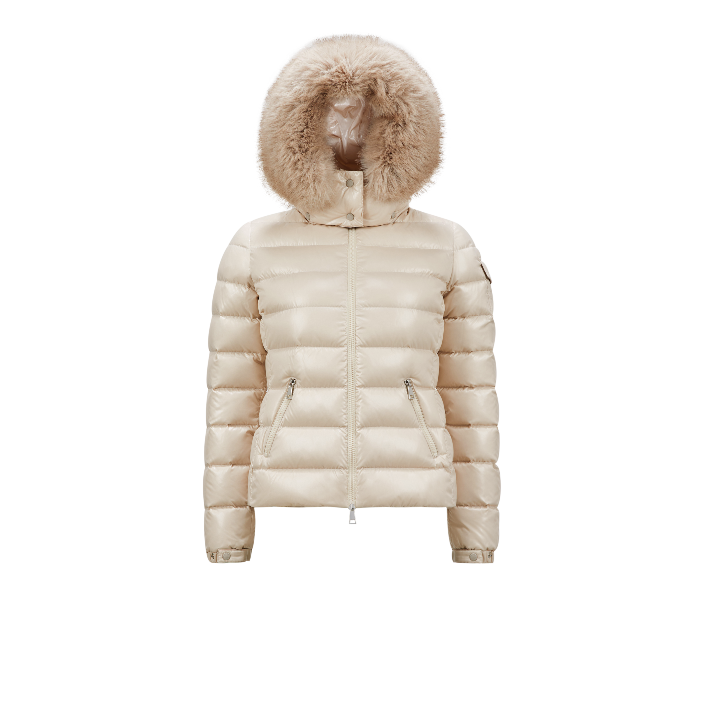 Shop Moncler Collection Badyf Short Down Jacket Beige