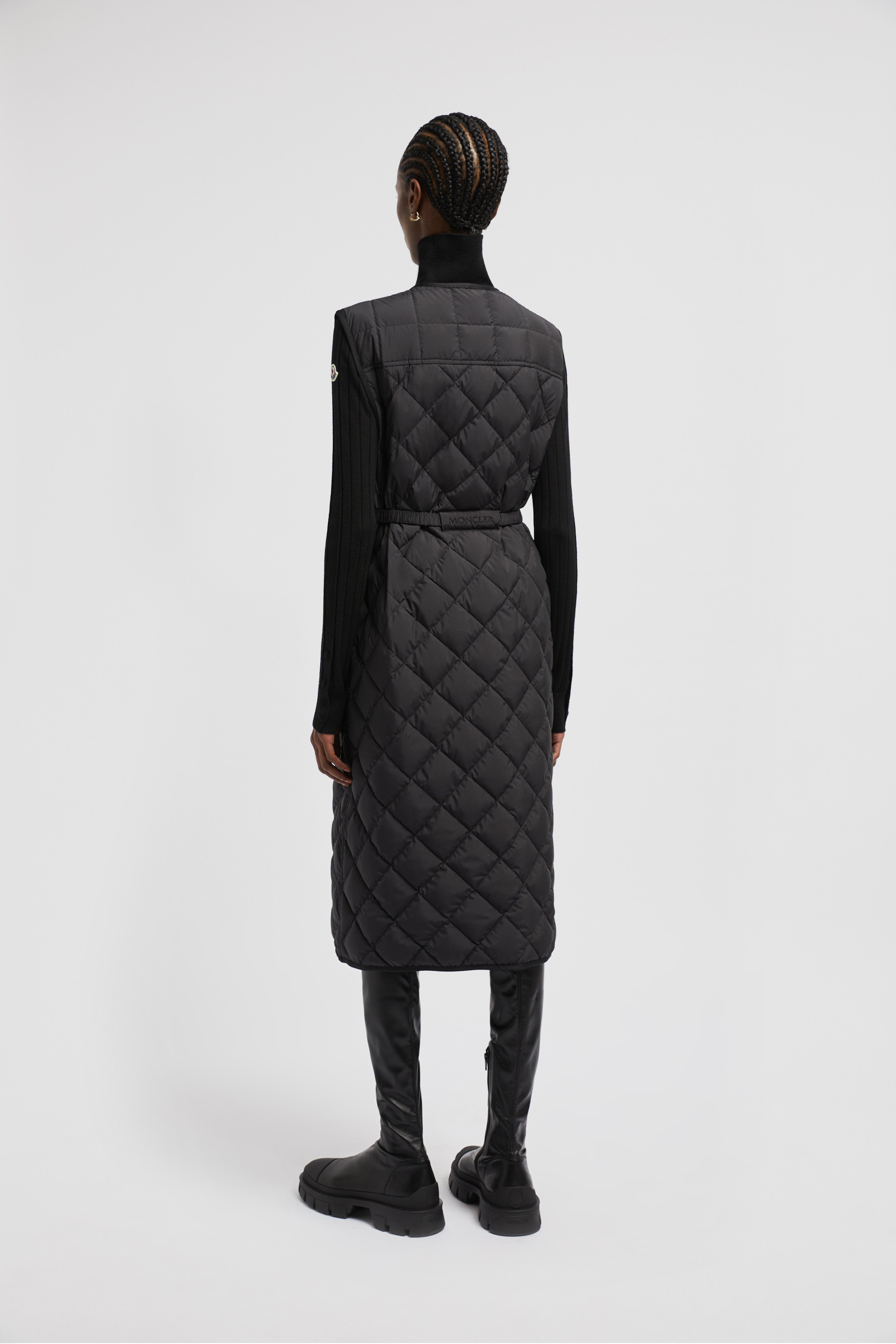 Black Butor Long Down Vest - Vests for Women | Moncler US