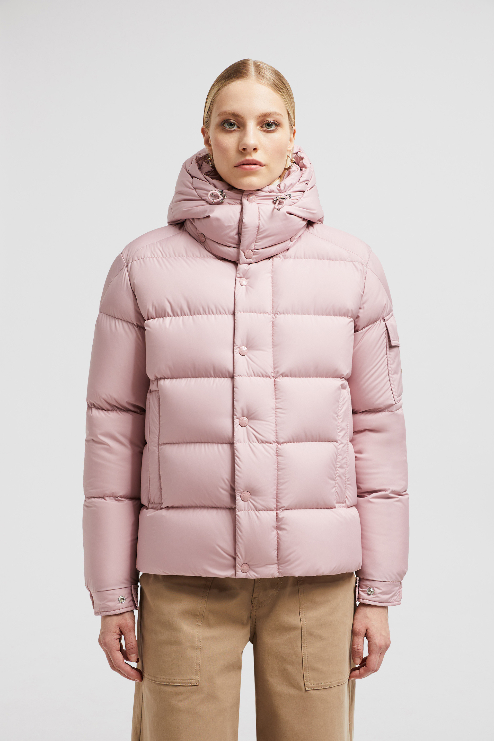 Pink velvet moncler jacket best sale