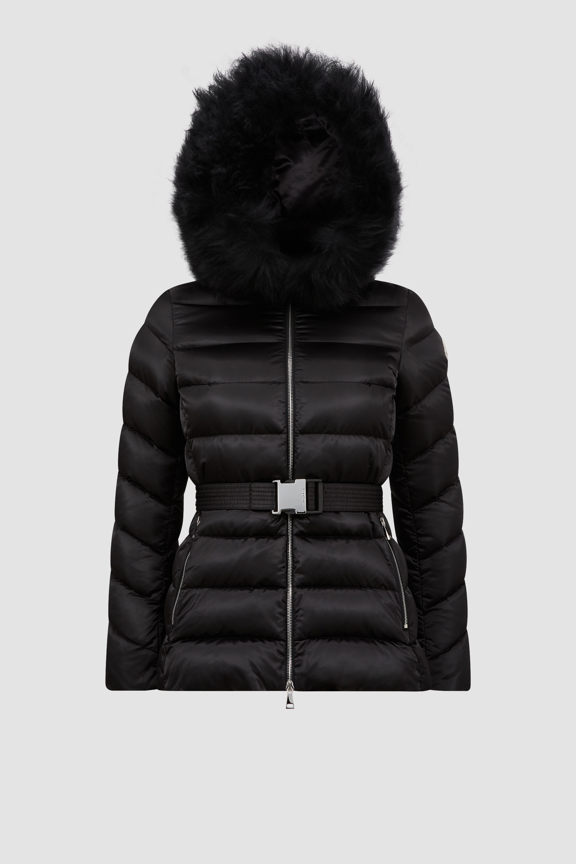 Black Cupidone Hooded Shearling Short Down Jacket - Short Down Jackets for  Women | Moncler US