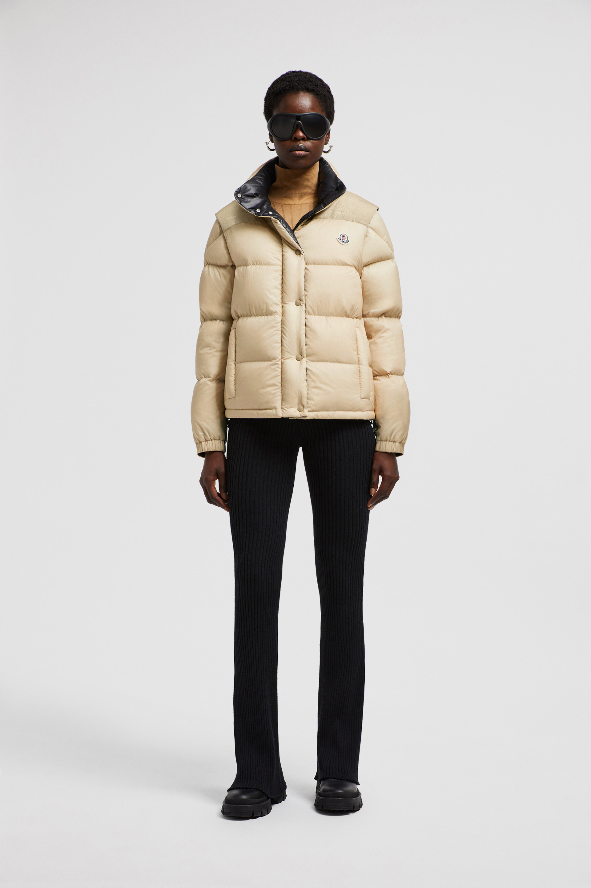 Sand Beige Moncler Verone Reversible Short Down Jacket - Short Down Jackets  for Women | Moncler US