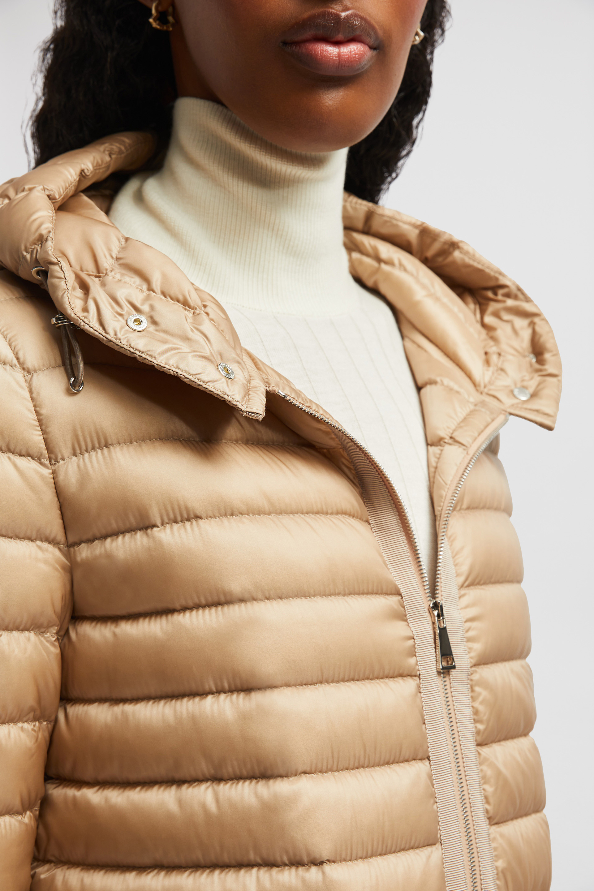 Beige Raie Packable Hooded Short Down Jacket - Short Down Jackets for Women  | Moncler US