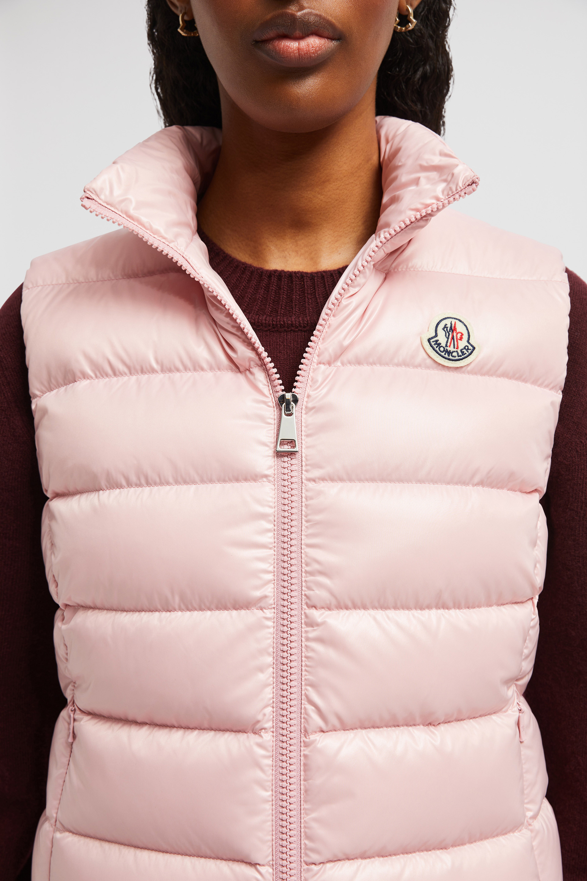 Moncler body warmer pink on sale