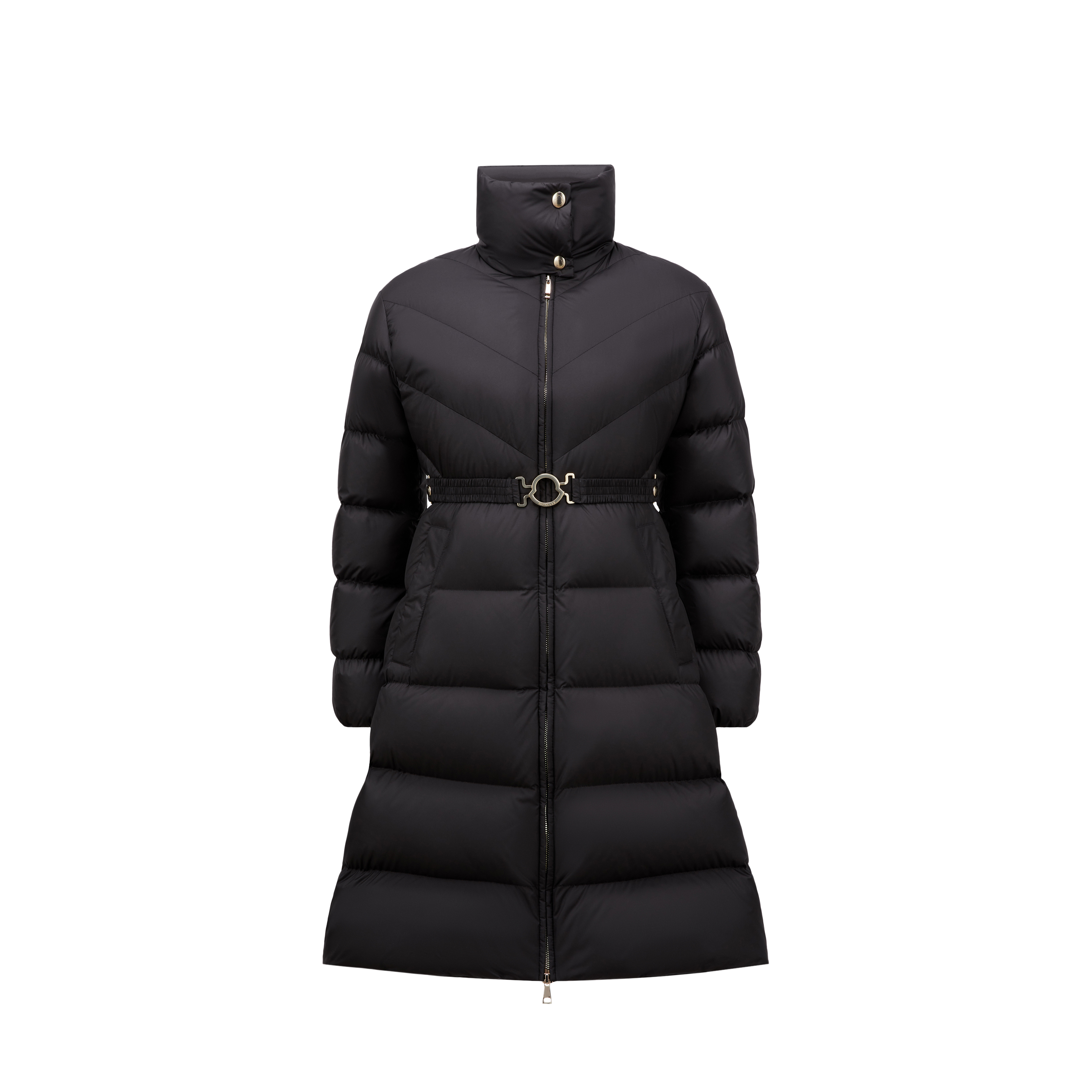 Shop Moncler Collection Brou Long Down Jacket, Women, Black, Size: 4