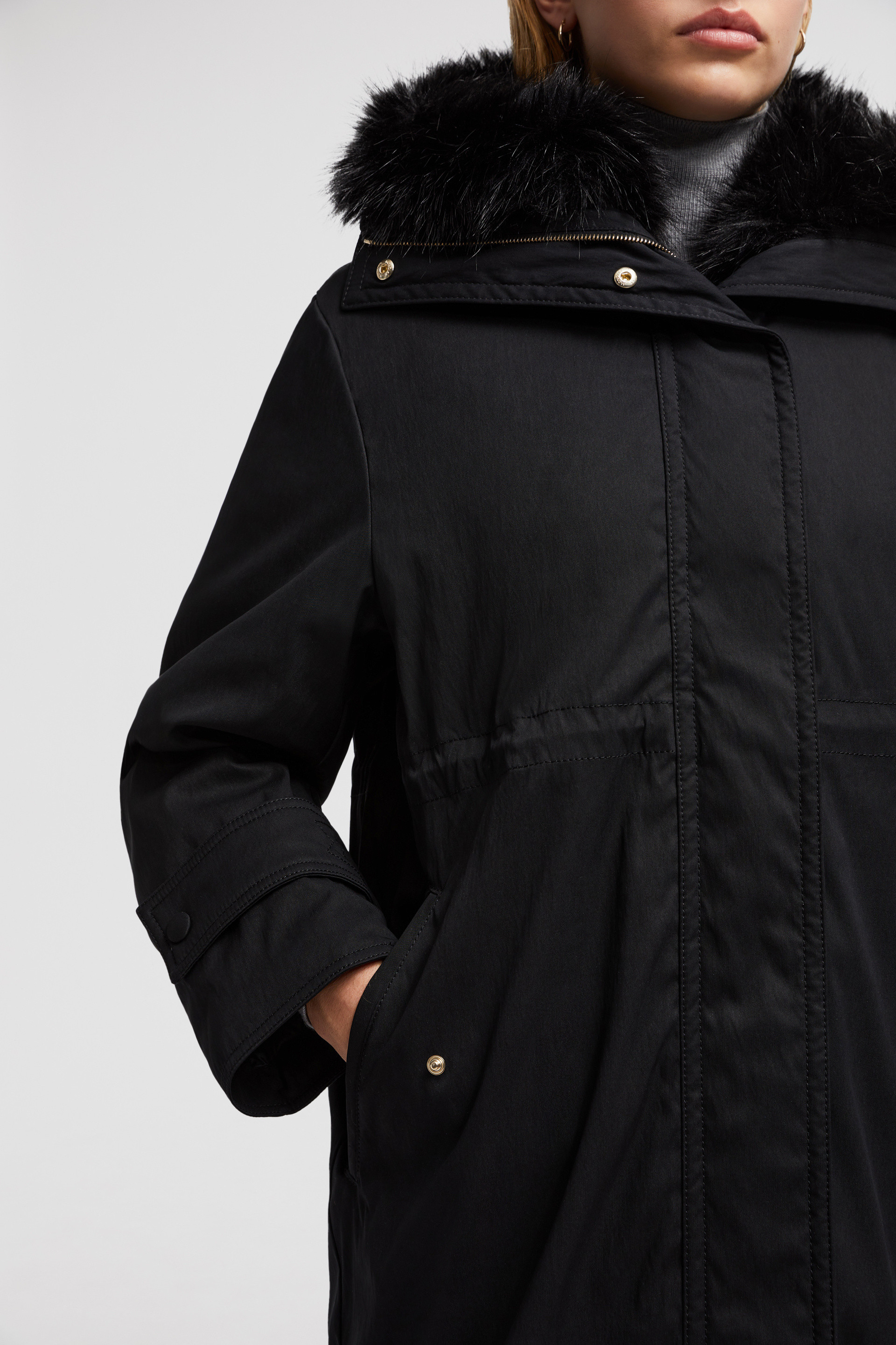 Black Bresis Hooded Parka Coat - Long Down Jackets for Women